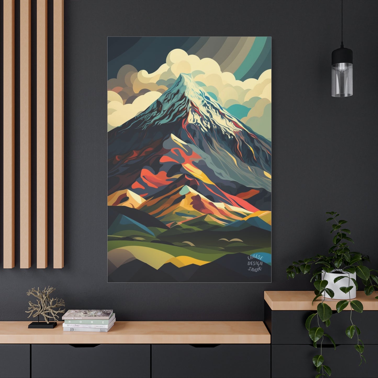 Abstract Mountain Landscape Matte Canvas Print — Stretched Wall Art