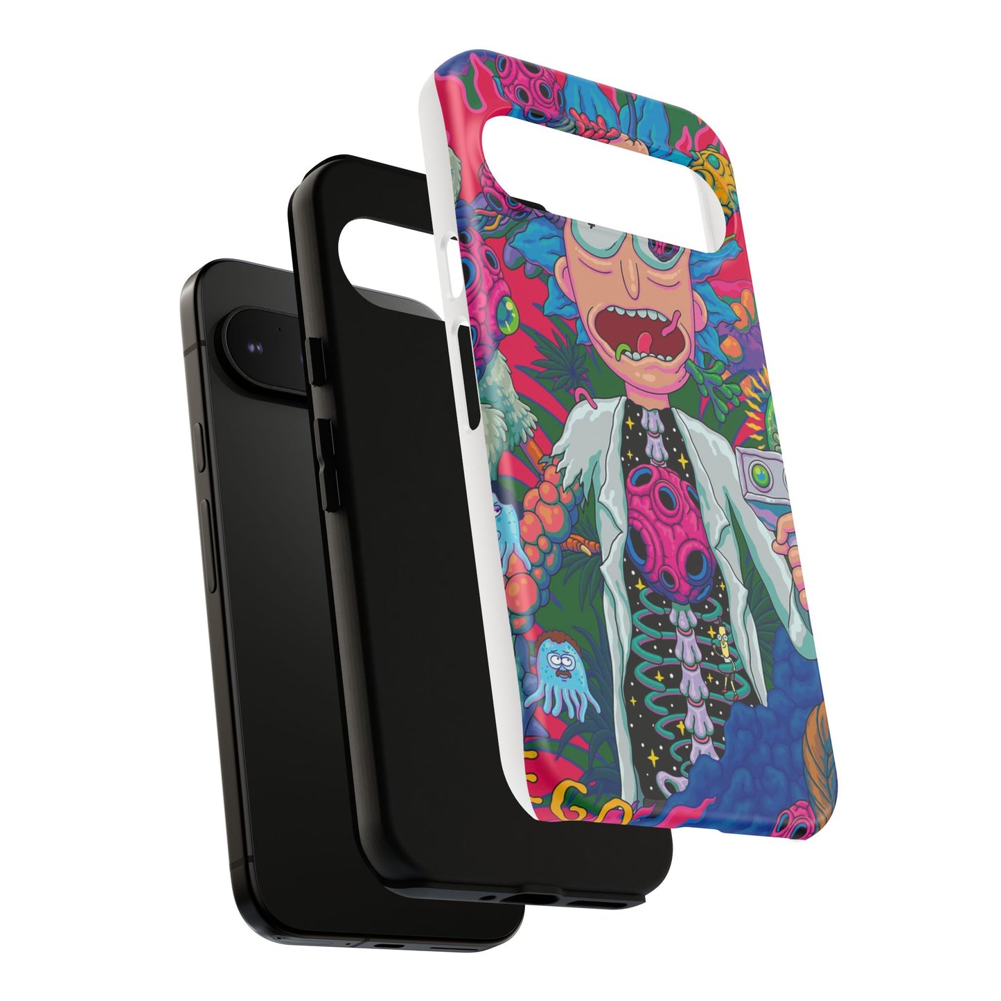 Rick and Morty Psychedelic iPhone Tough Case – Colorful Cartoon Science Design