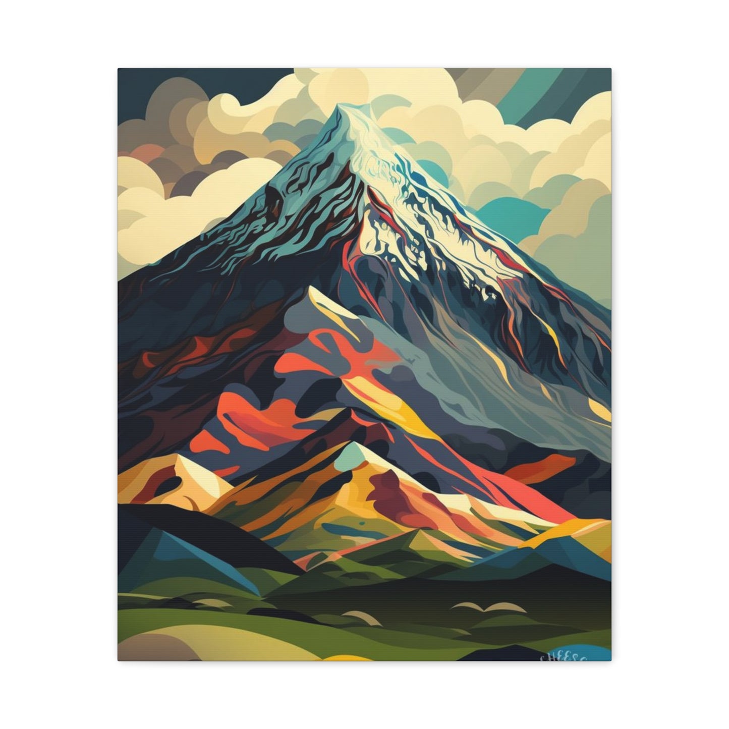 Abstract Mountain Landscape Matte Canvas Print — Stretched Wall Art