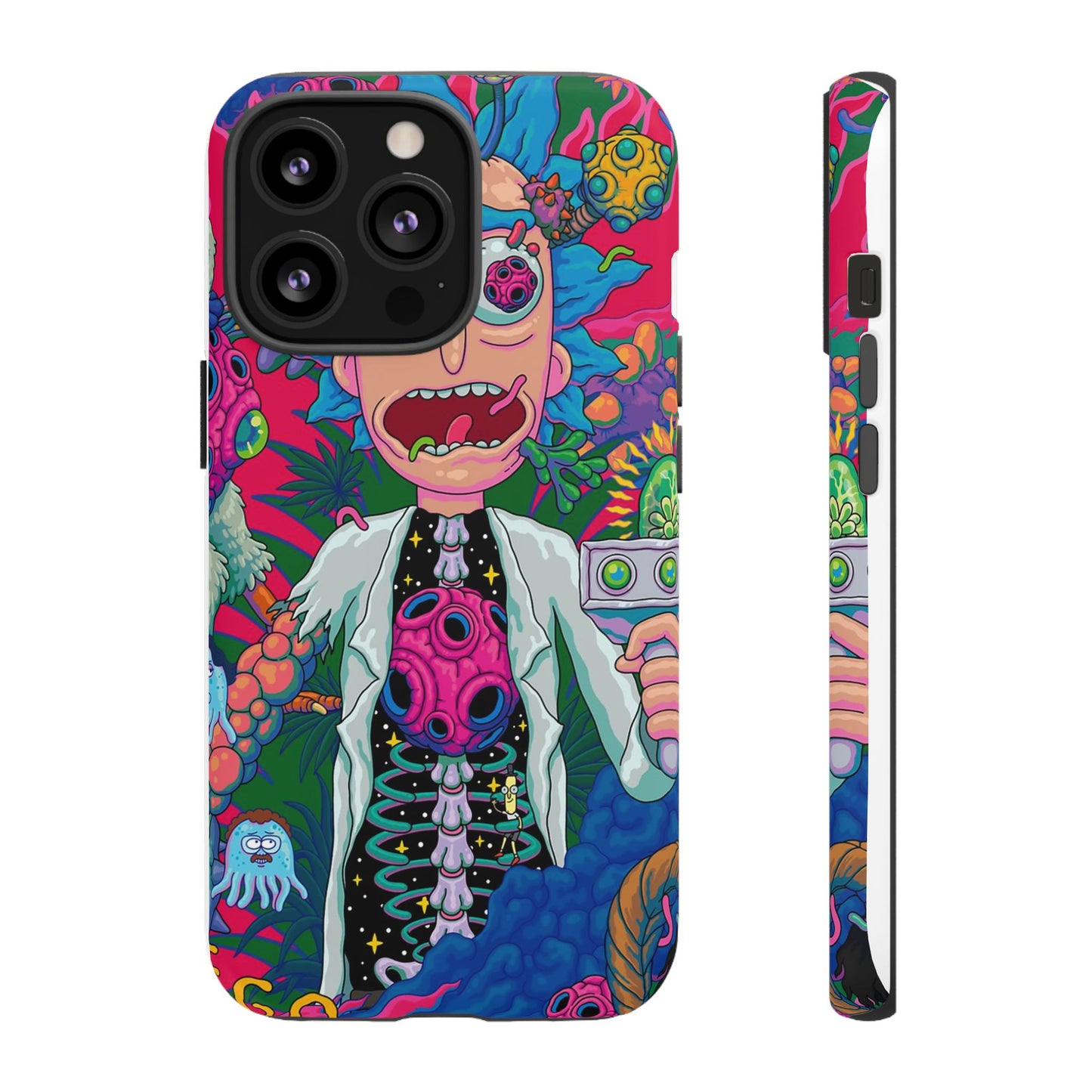 Rick and Morty Psychedelic iPhone Tough Case – Colorful Cartoon Science Design