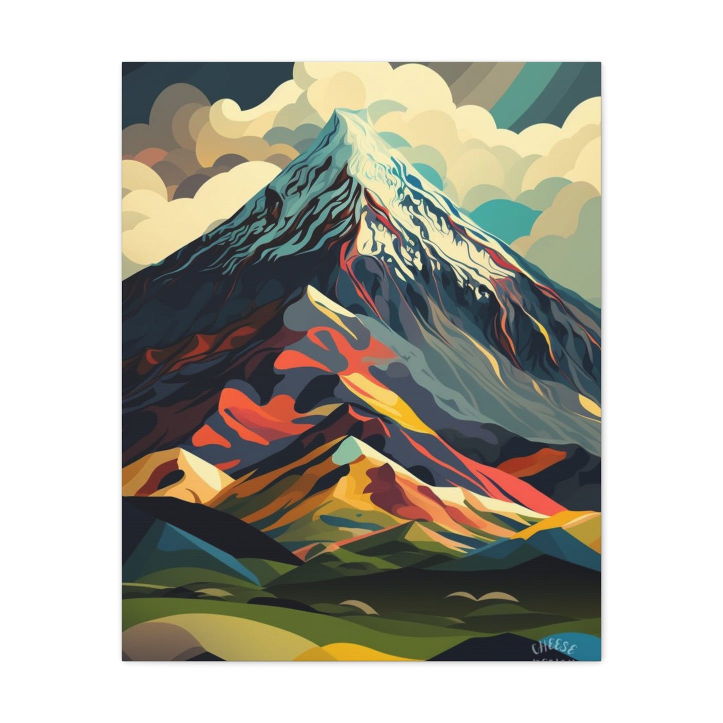 Abstract Mountain Landscape Matte Canvas Print — Stretched Wall Art