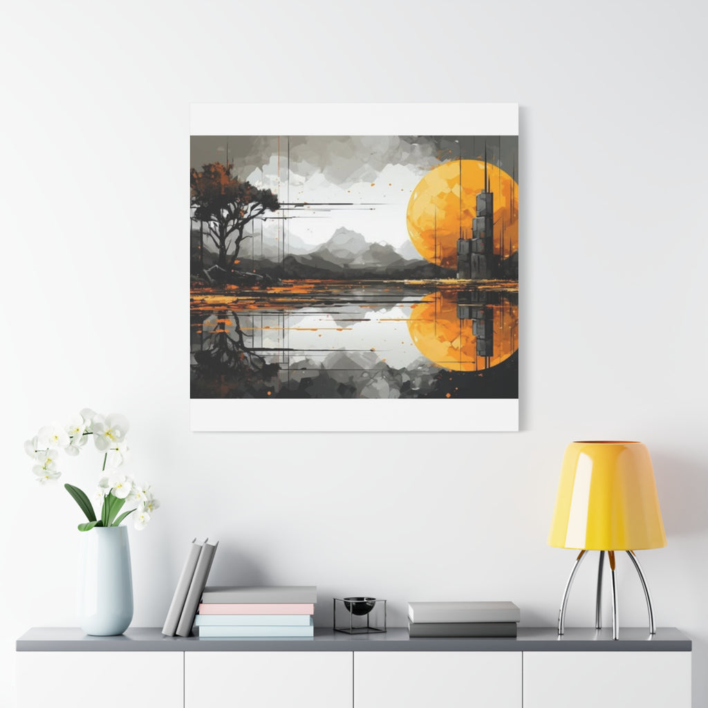 Autumn Lake Moon Matte Canvas Print — Stretched 1.25"