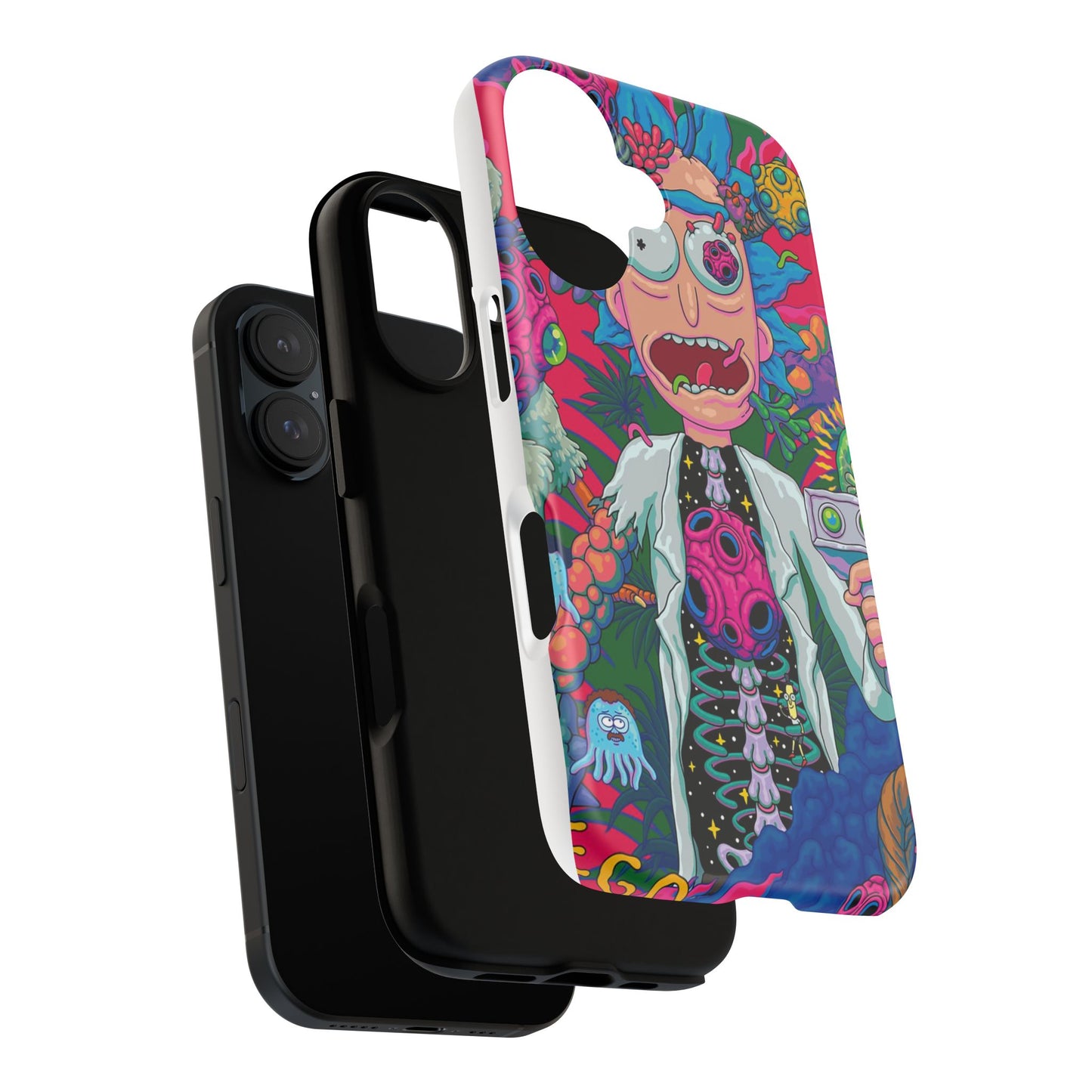 Rick and Morty Psychedelic iPhone Tough Case – Colorful Cartoon Science Design