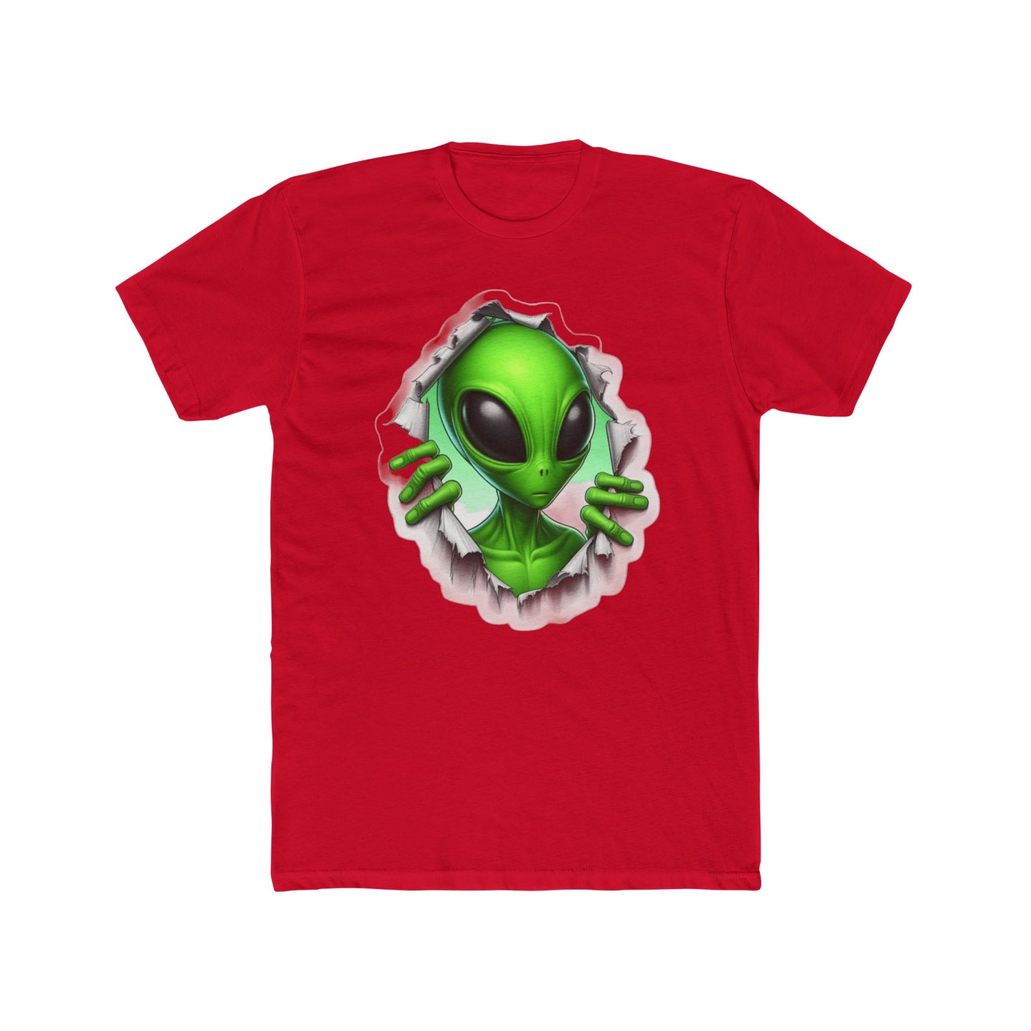 Alien Peeking Tee — Green Extraterrestrial Graphic T-Shirt