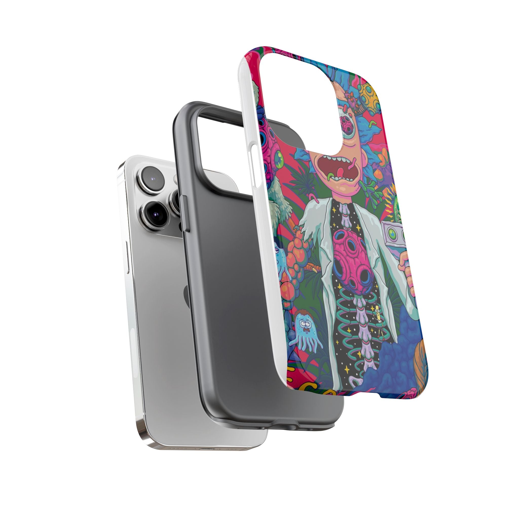Rick and Morty Psychedelic iPhone Tough Case – Colorful Cartoon Science Design