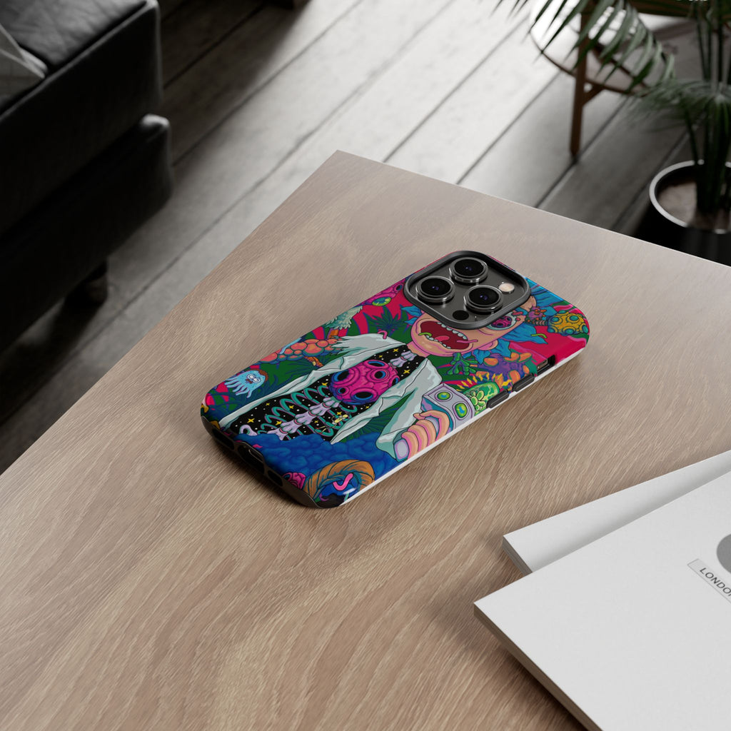Rick and Morty Psychedelic iPhone Tough Case – Colorful Cartoon Science Design