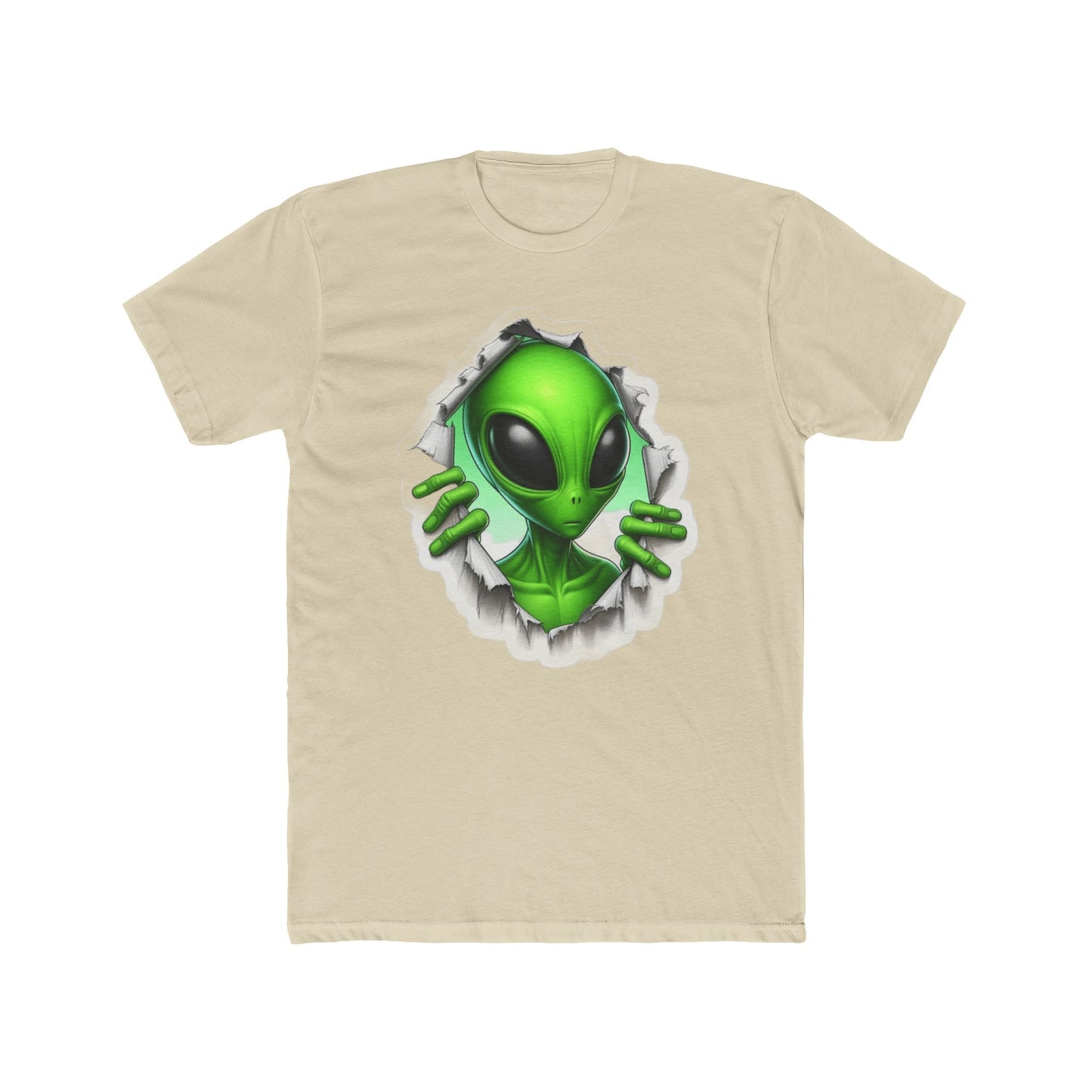 Alien Peeking Tee — Green Extraterrestrial Graphic T-Shirt