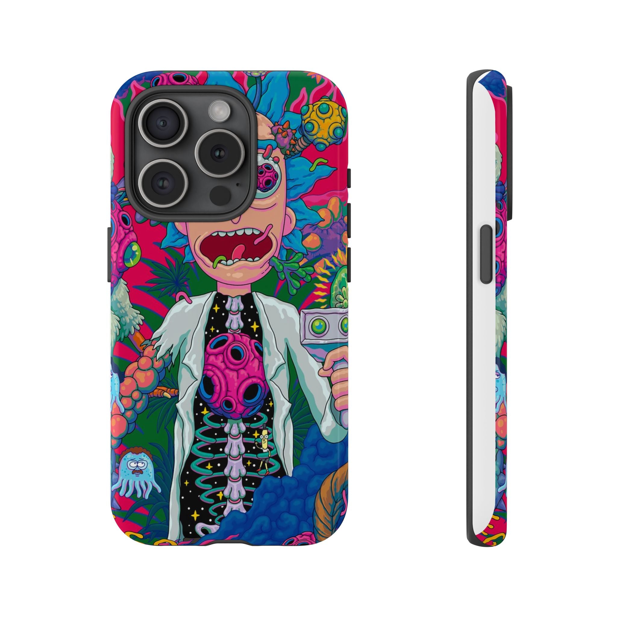 Rick and Morty Psychedelic iPhone Tough Case – Colorful Cartoon Science Design