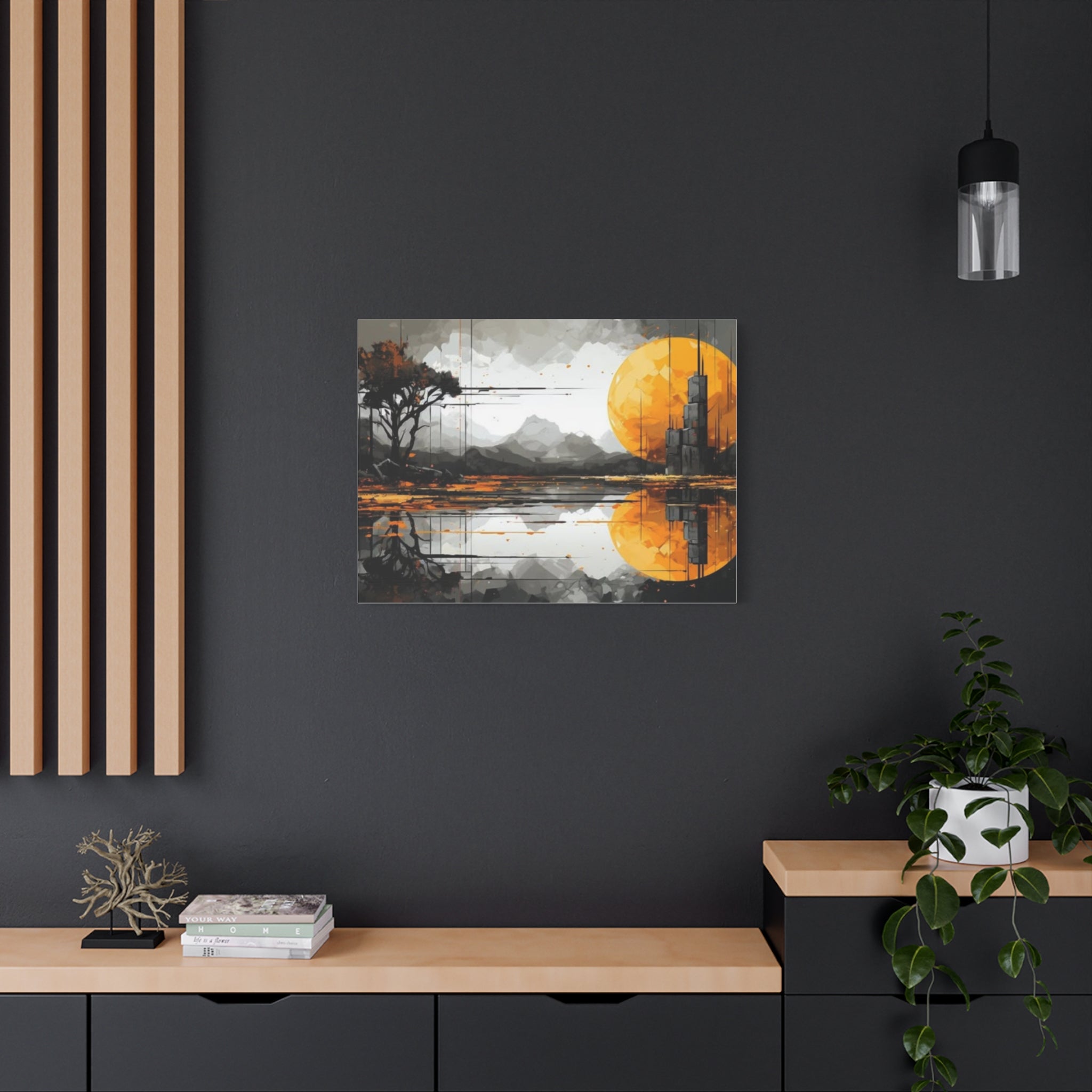 Autumn Lake Moon Matte Canvas Print — Stretched 1.25"