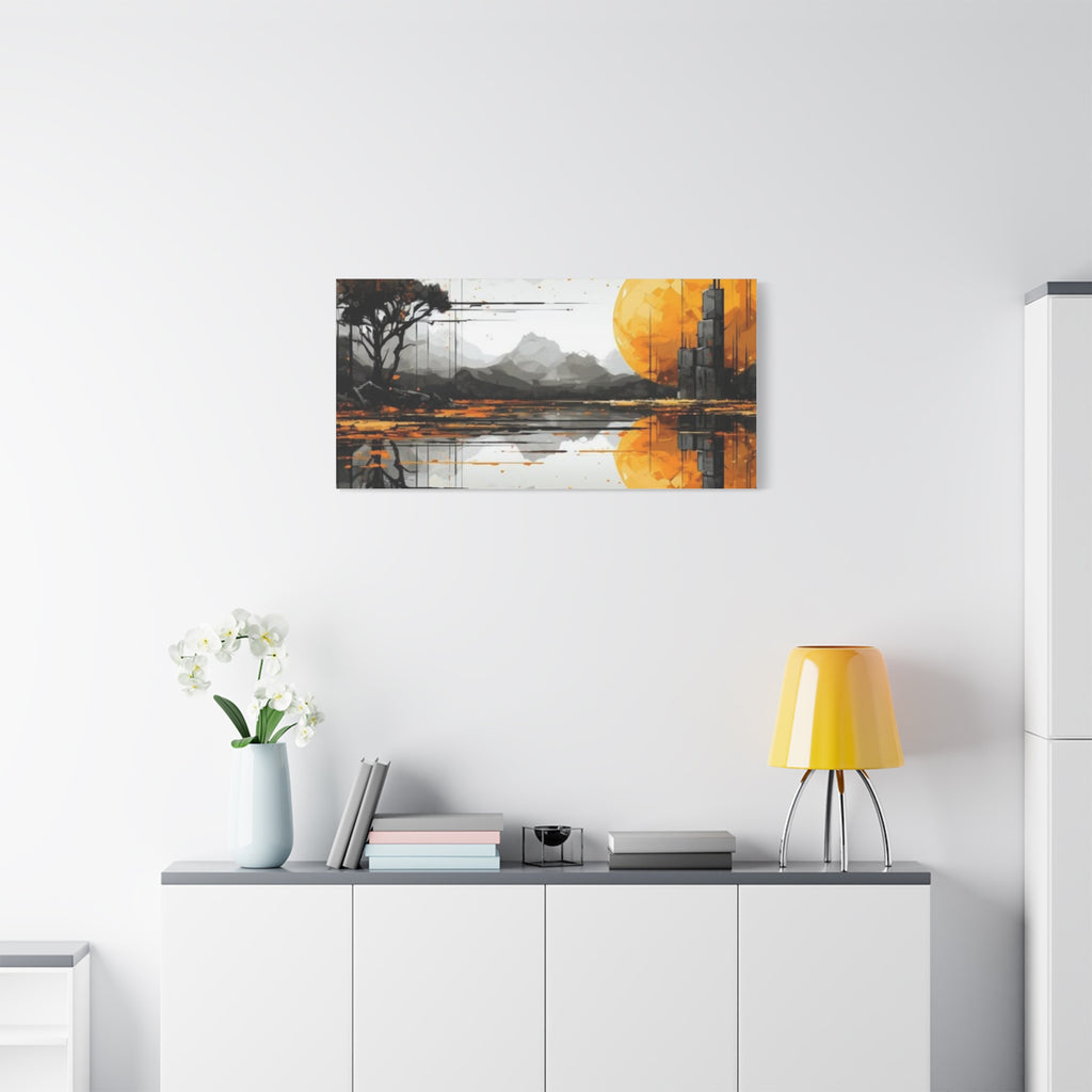 Autumn Lake Moon Matte Canvas Print — Stretched 1.25"