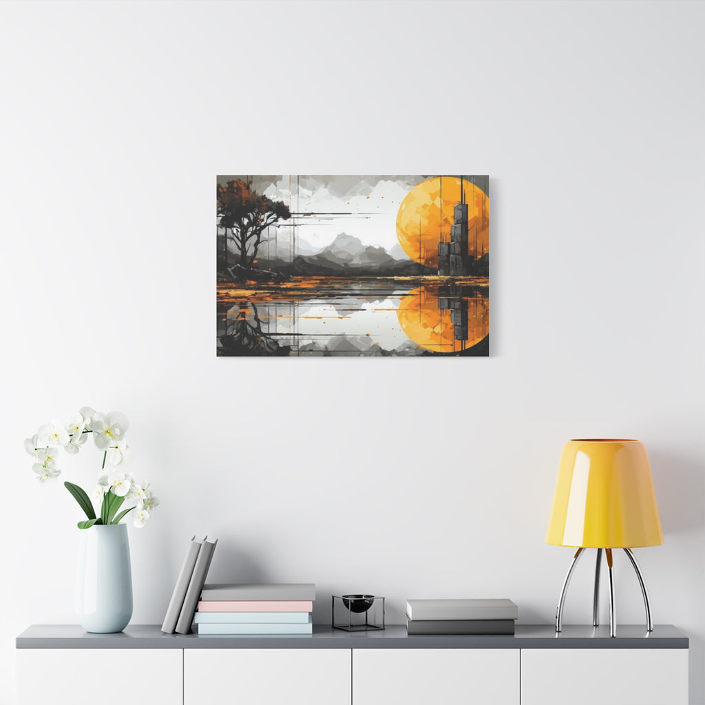 Autumn Lake Moon Matte Canvas Print — Stretched 1.25"