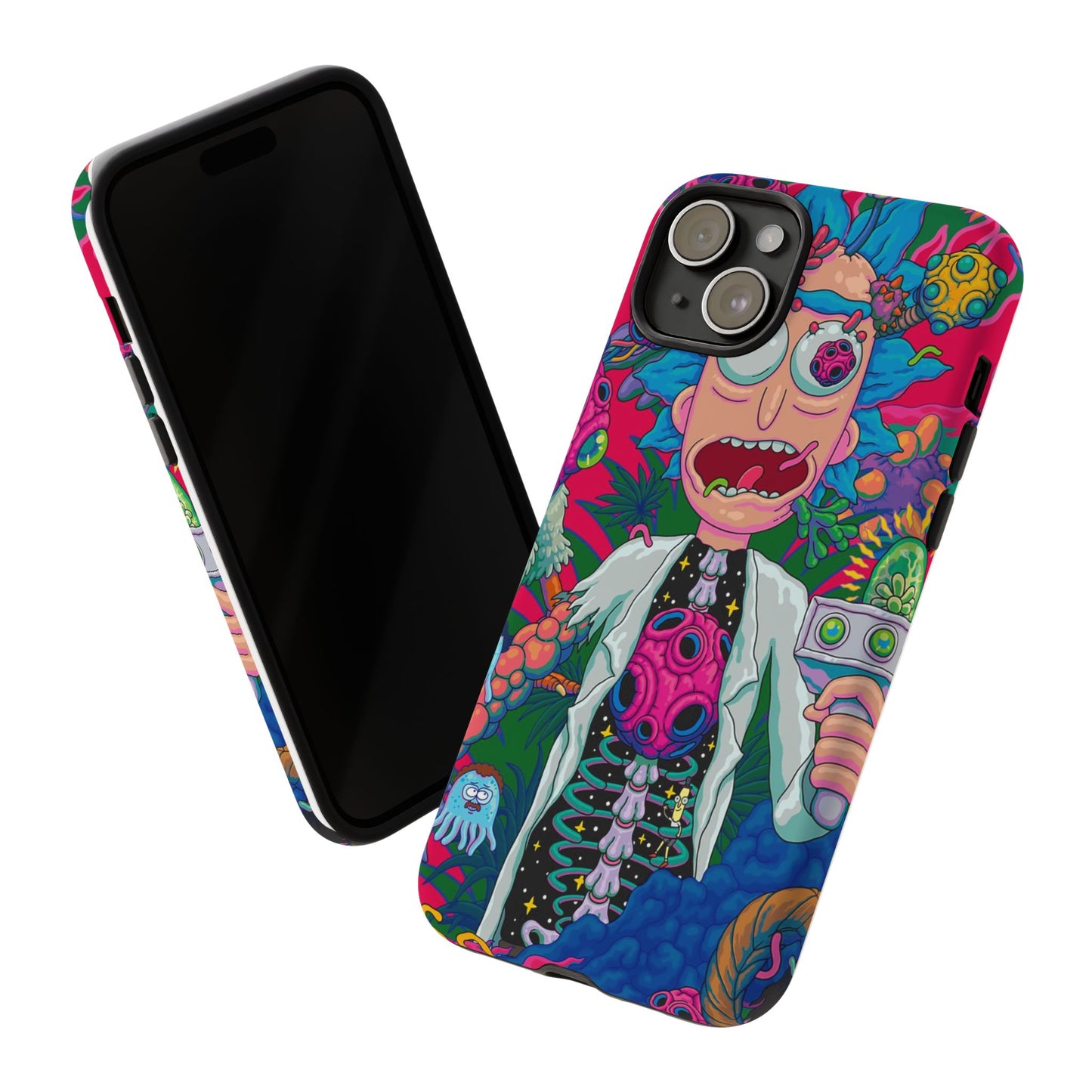 Rick and Morty Psychedelic iPhone Tough Case – Colorful Cartoon Science Design