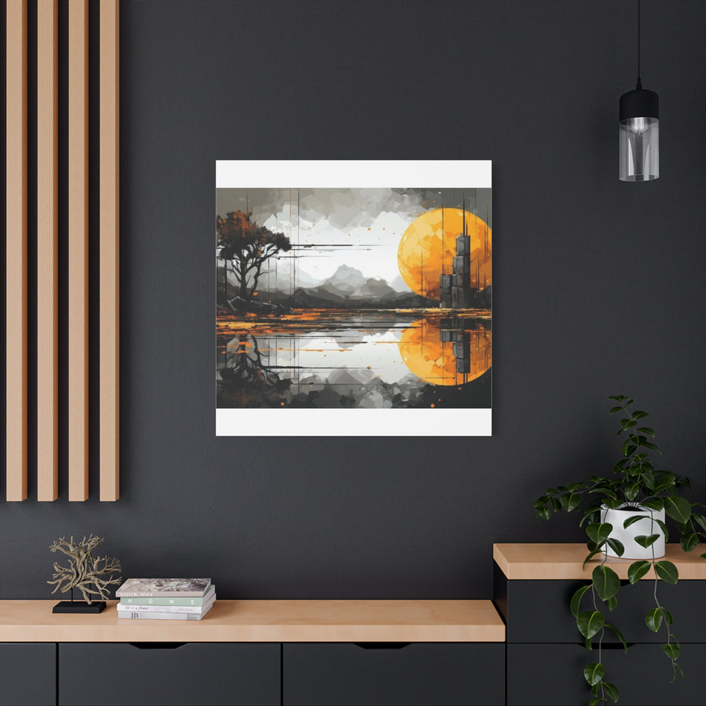 Autumn Lake Moon Matte Canvas Print — Stretched 1.25"