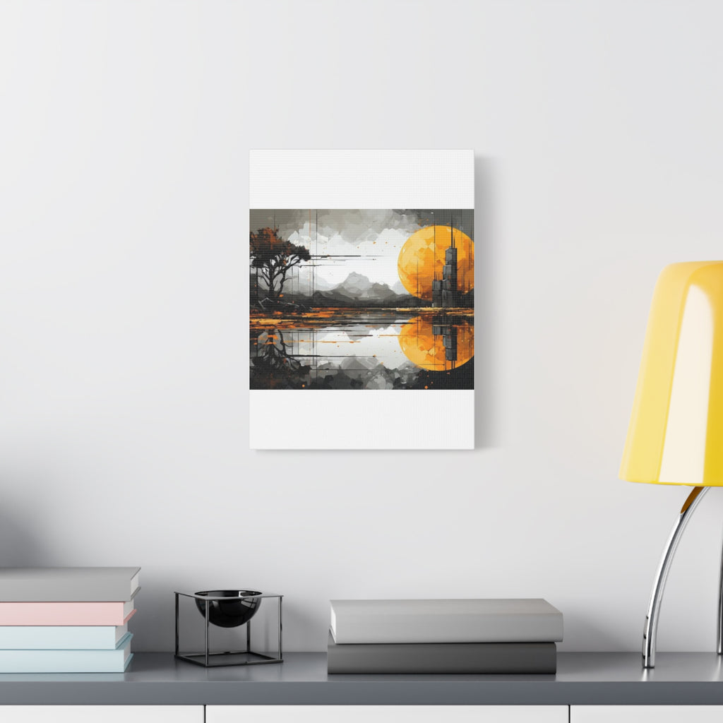 Autumn Lake Moon Matte Canvas Print — Stretched 1.25"