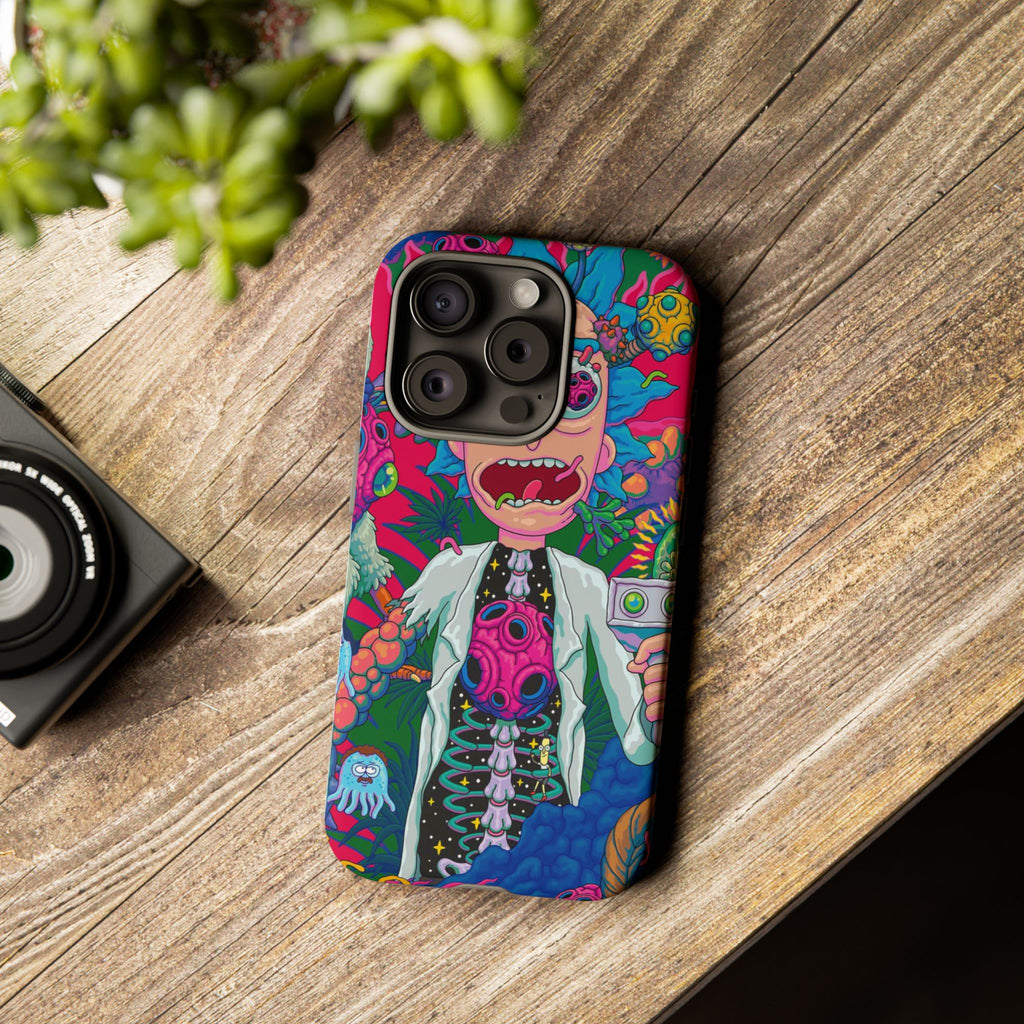 Rick and Morty Psychedelic iPhone Tough Case – Colorful Cartoon Science Design
