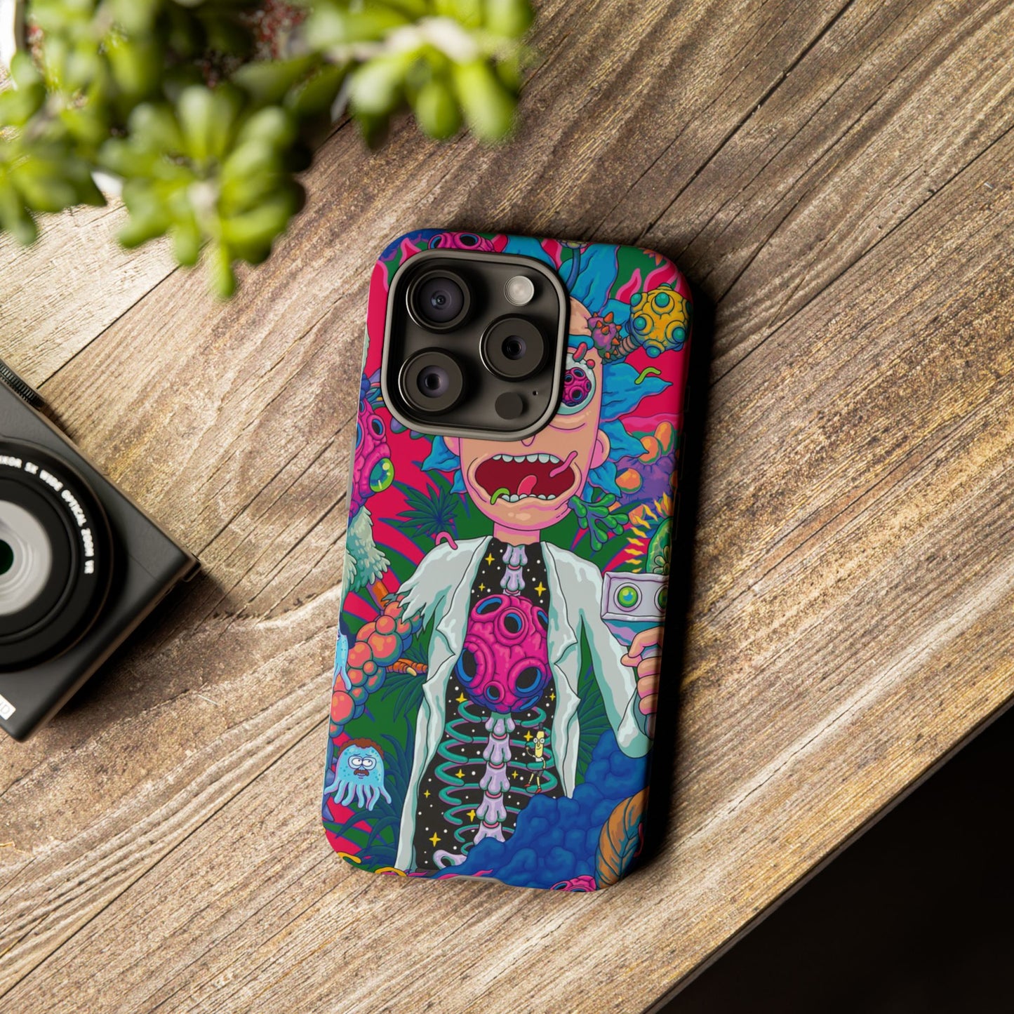 Rick and Morty Psychedelic iPhone Tough Case – Colorful Cartoon Science Design