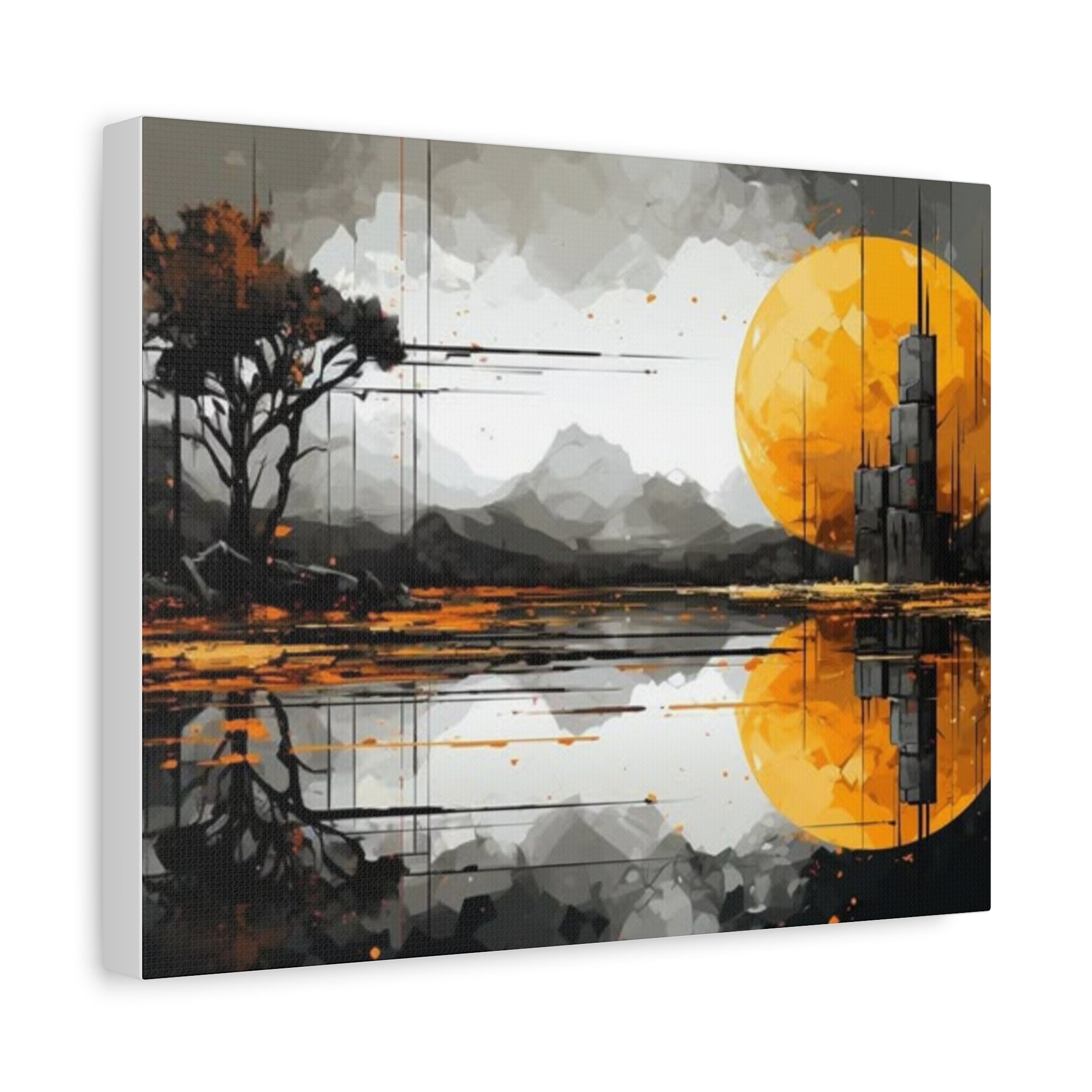 Autumn Lake Moon Matte Canvas Print — Stretched 1.25"