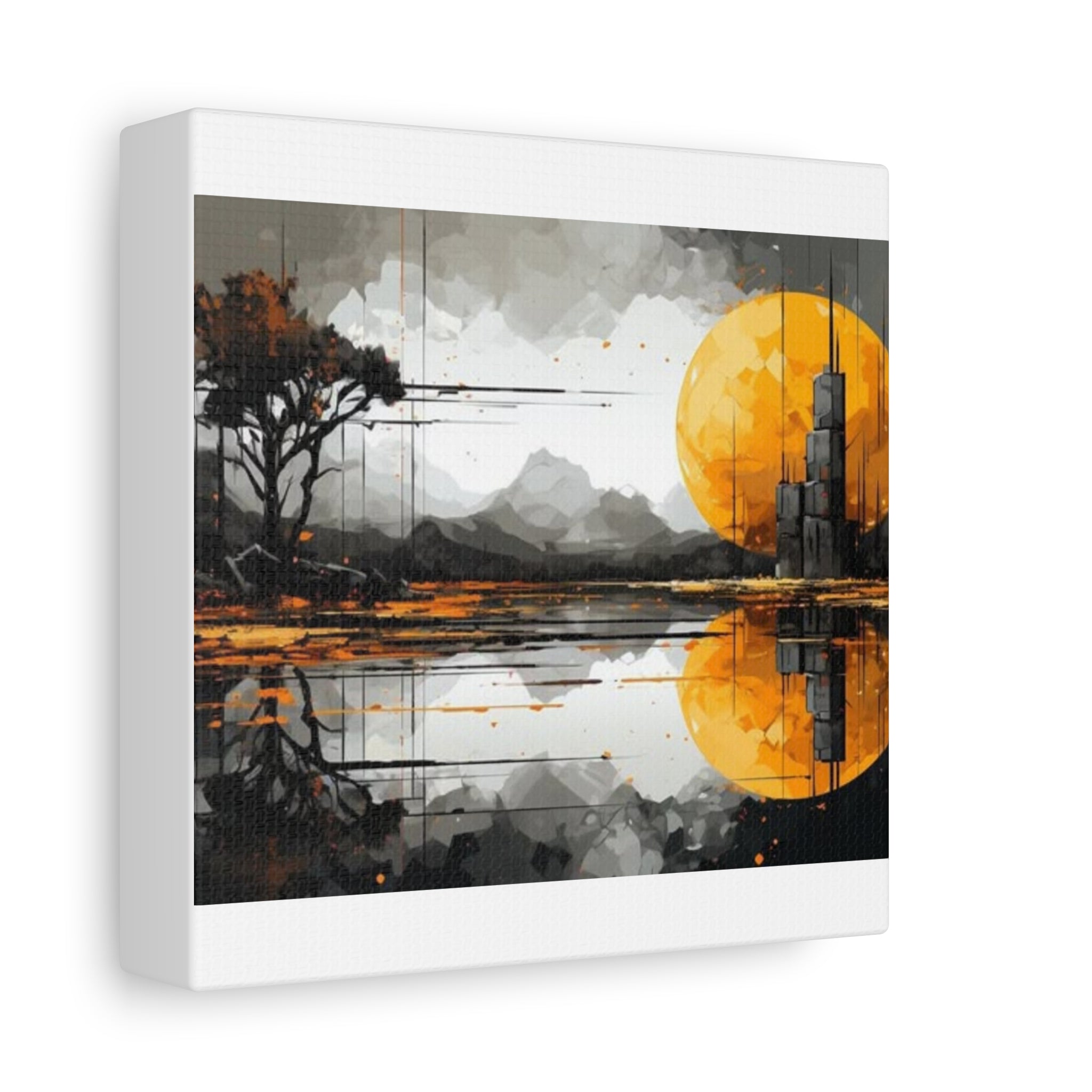 Autumn Lake Moon Matte Canvas Print — Stretched 1.25"