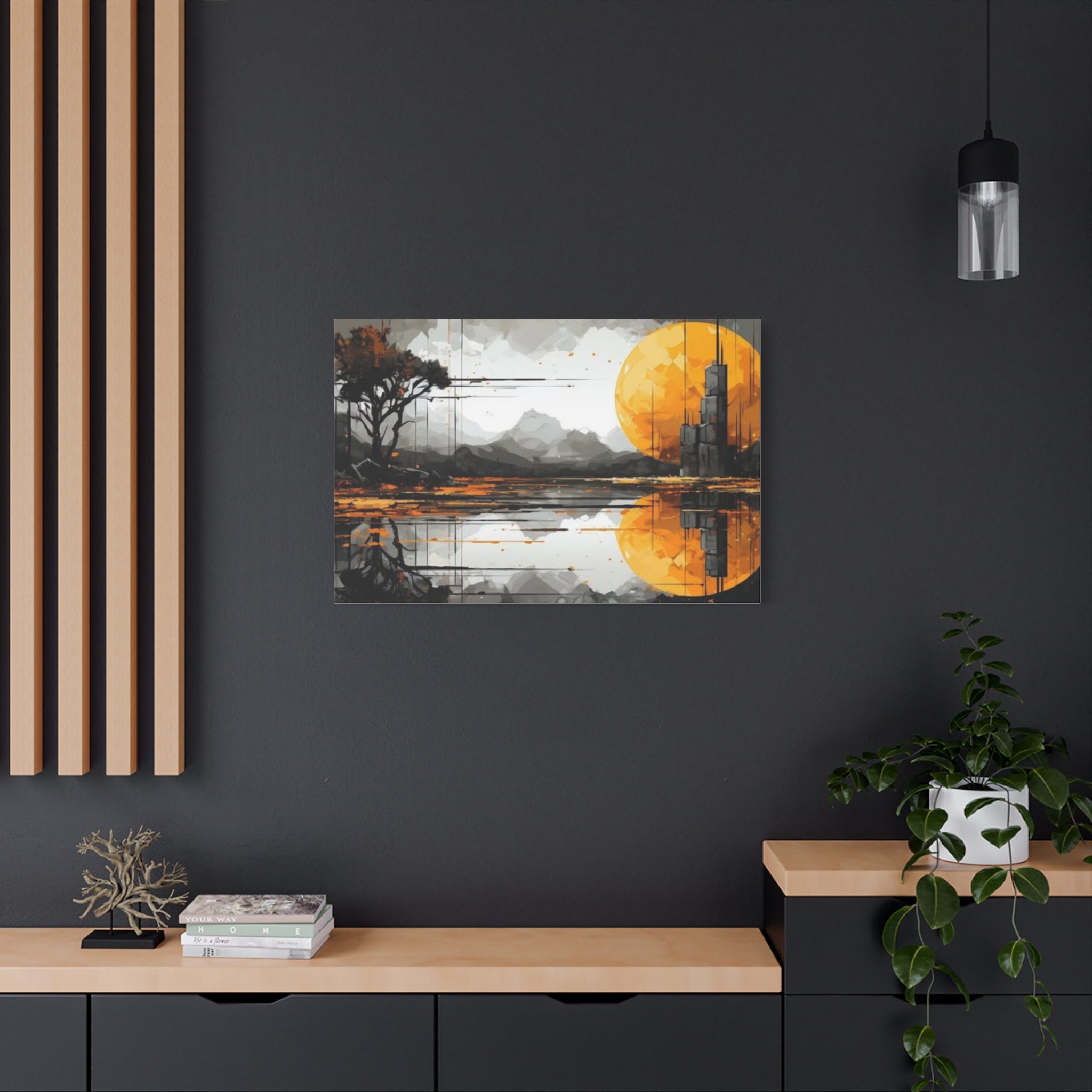 Autumn Lake Moon Matte Canvas Print — Stretched 1.25"