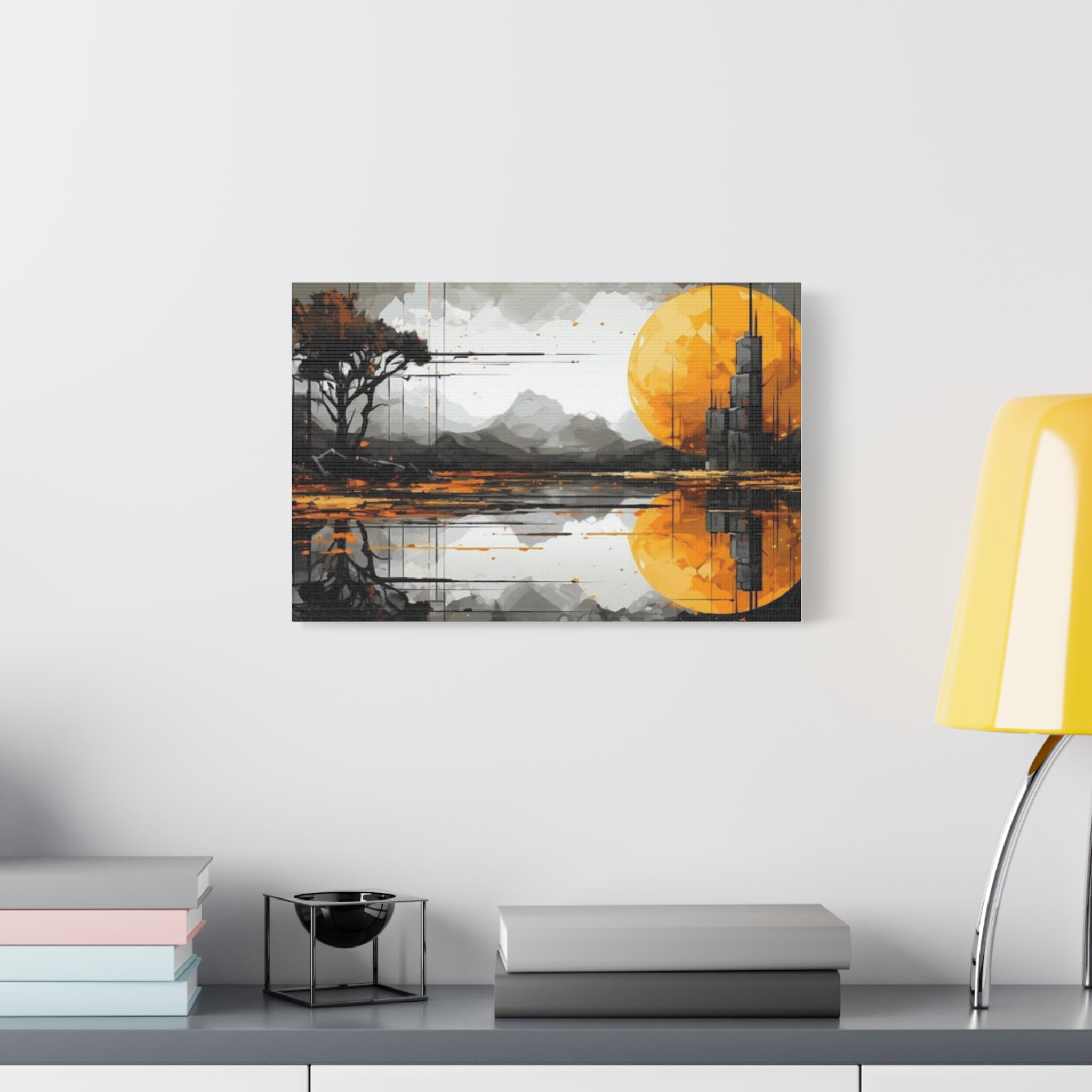 Autumn Lake Moon Matte Canvas Print — Stretched 1.25"
