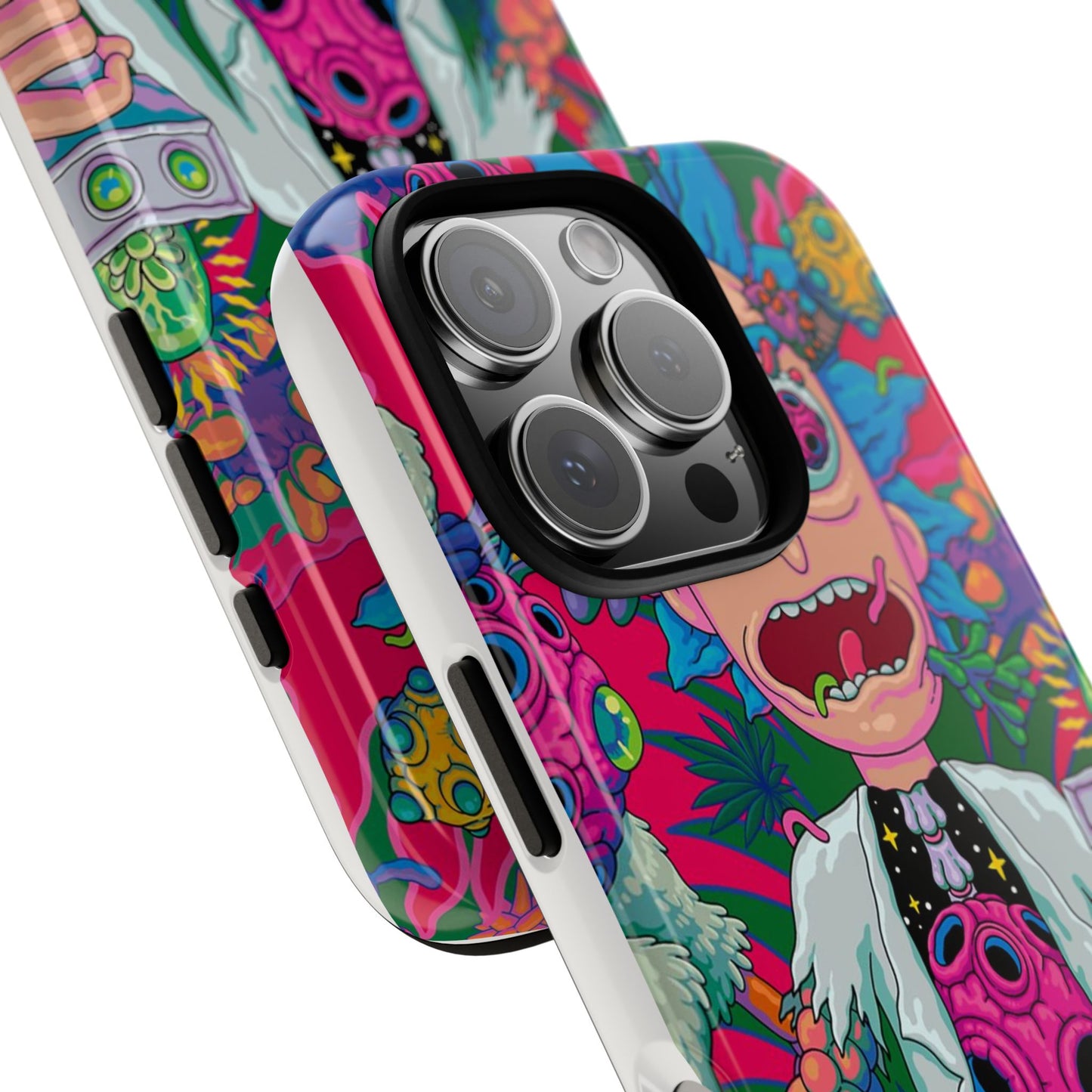 Rick and Morty Psychedelic iPhone Tough Case – Colorful Cartoon Science Design