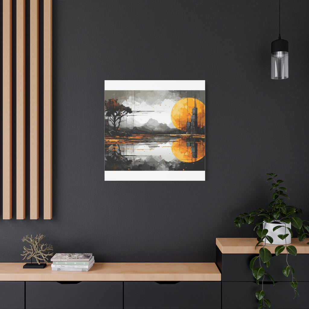 Autumn Lake Moon Matte Canvas Print — Stretched 1.25"