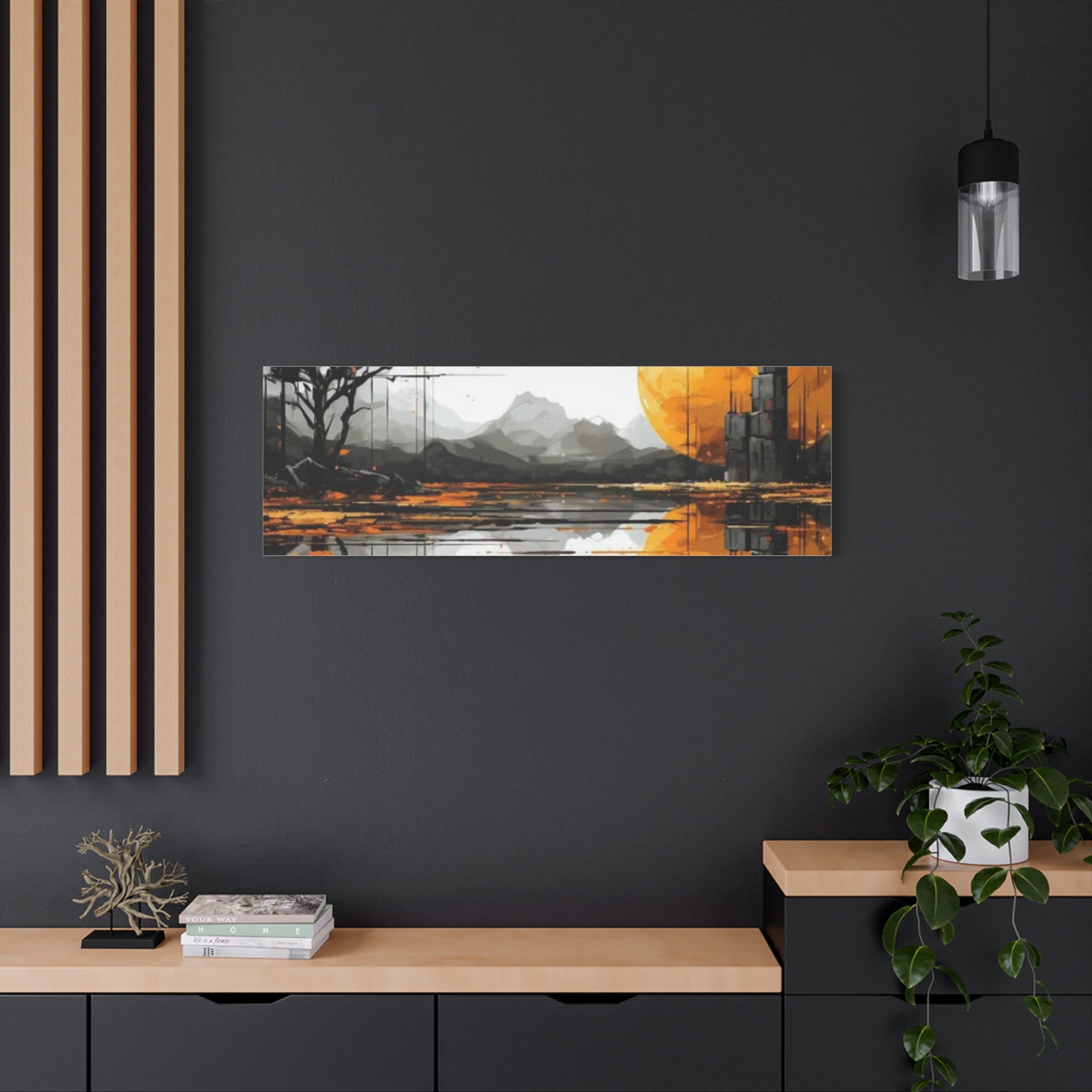 Autumn Lake Moon Matte Canvas Print — Stretched 1.25"