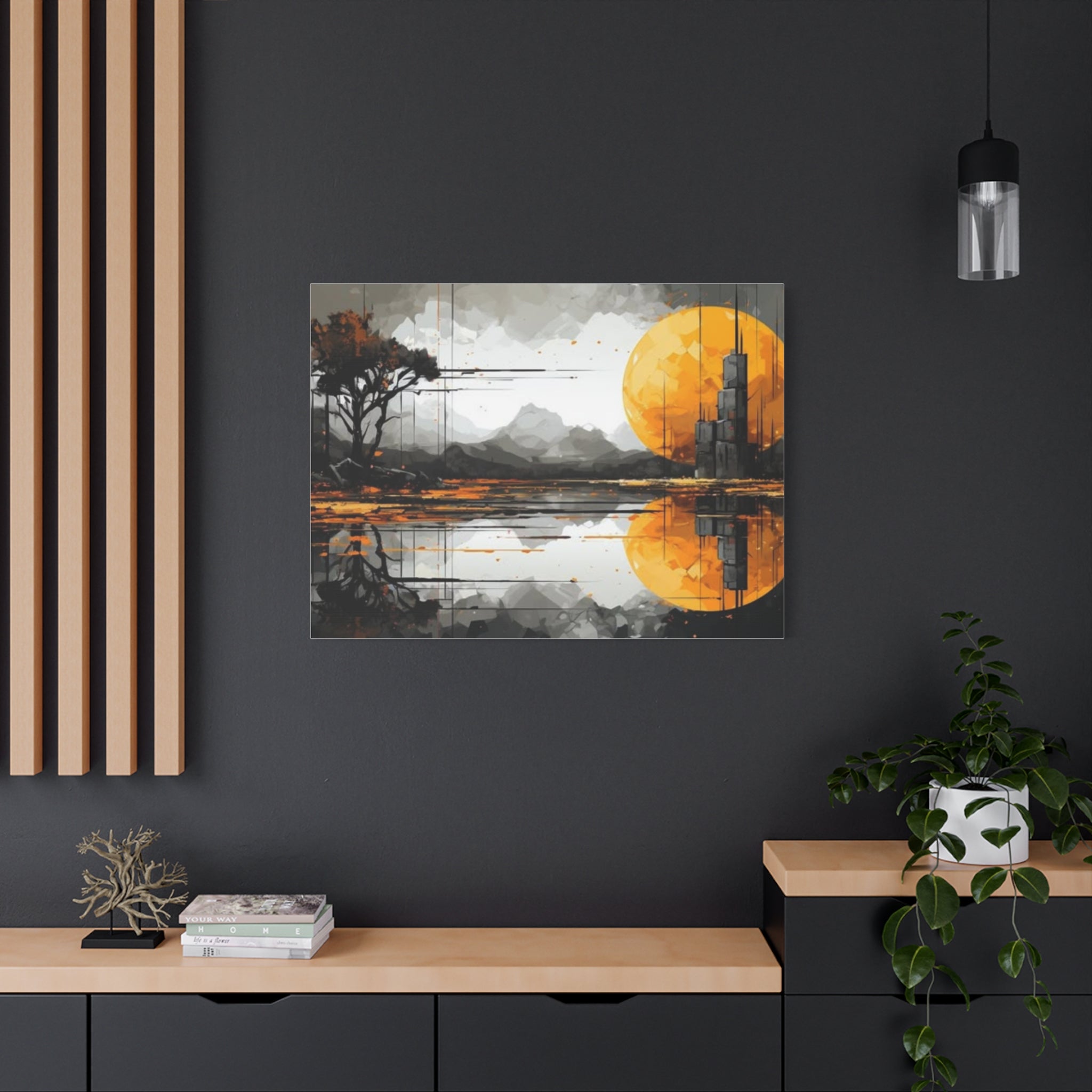 Autumn Lake Moon Matte Canvas Print — Stretched 1.25"