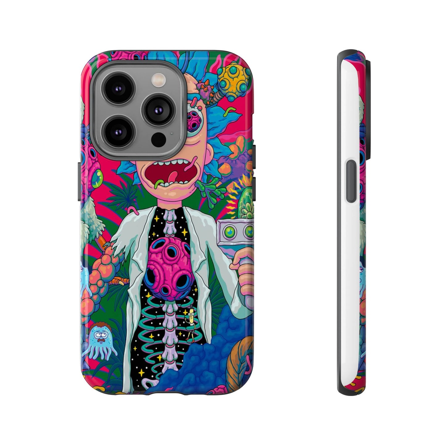Rick and Morty Psychedelic iPhone Tough Case – Colorful Cartoon Science Design