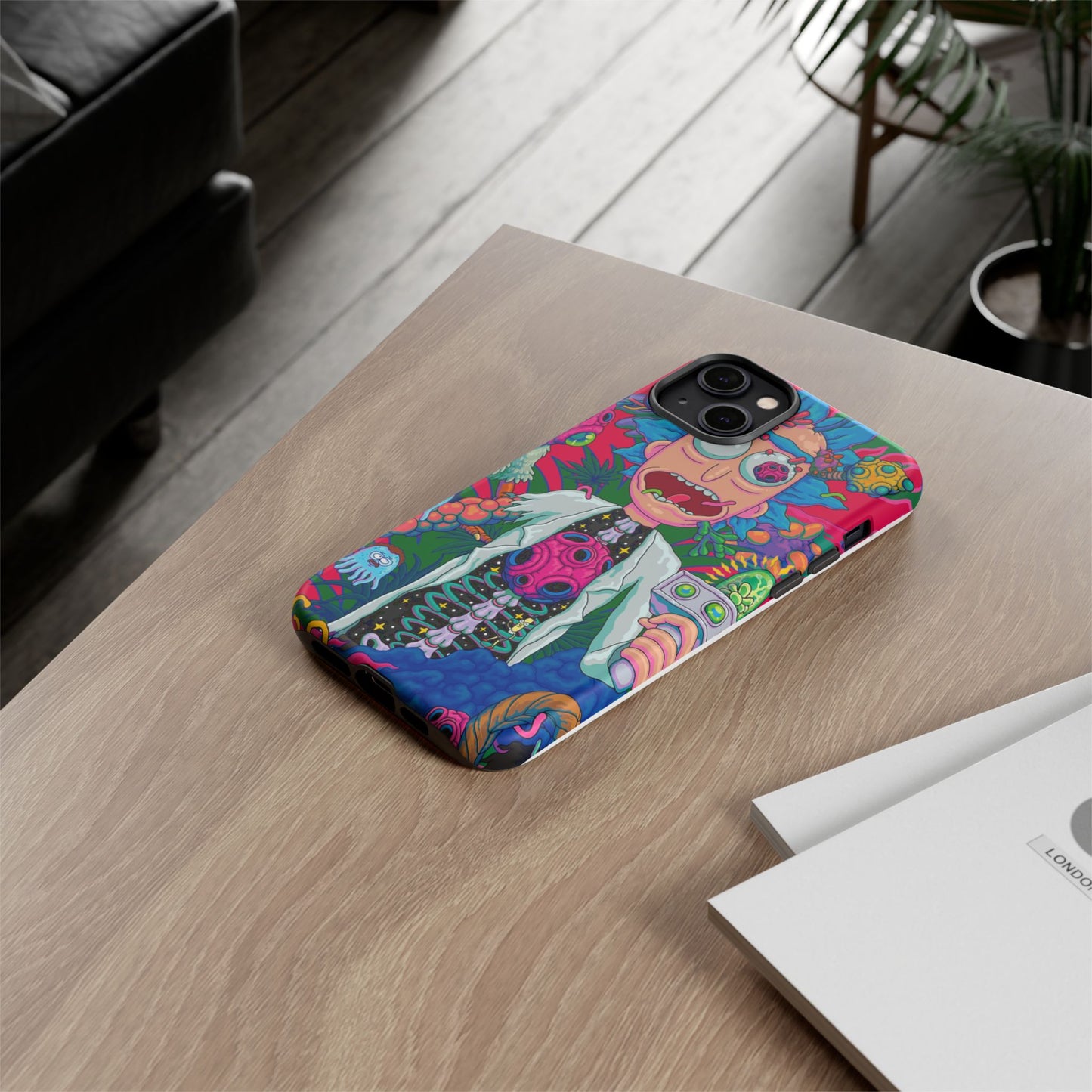 Rick and Morty Psychedelic iPhone Tough Case – Colorful Cartoon Science Design