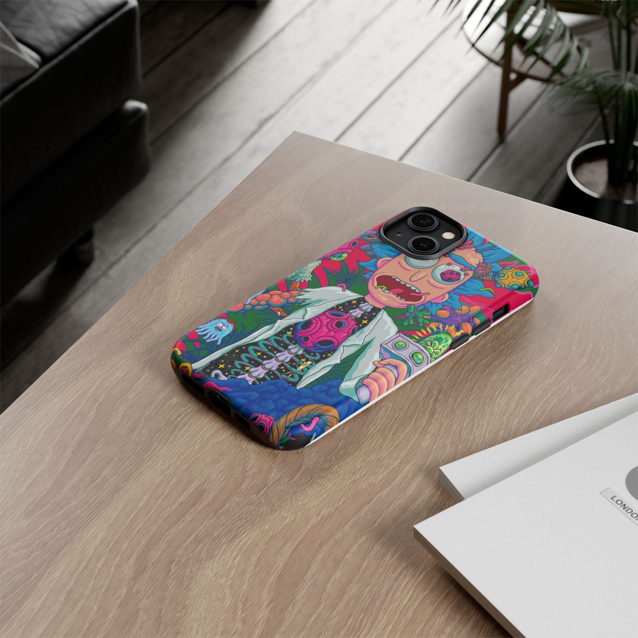 Rick and Morty Psychedelic iPhone Tough Case – Colorful Cartoon Science Design