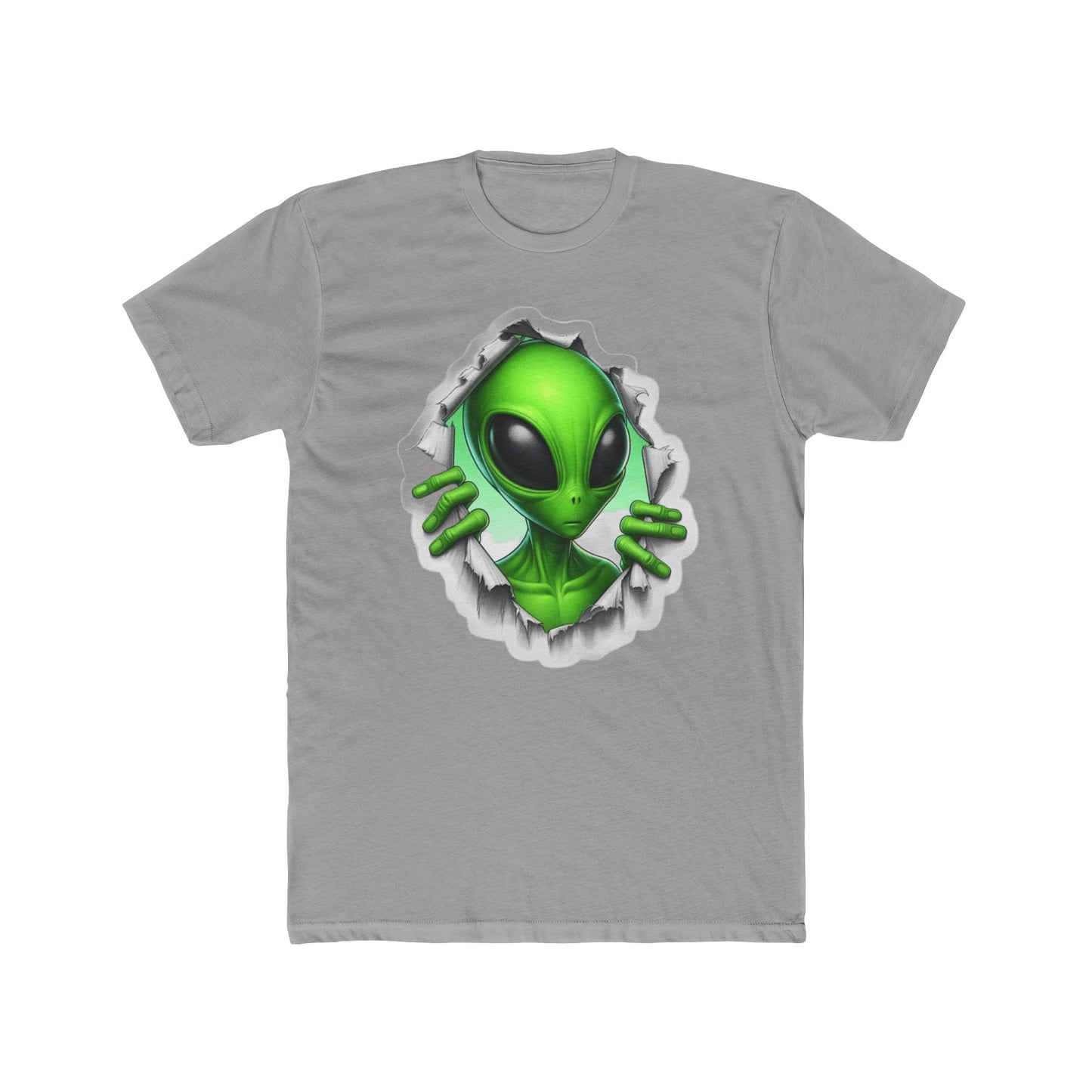 Alien Peeking Tee — Green Extraterrestrial Graphic T-Shirt