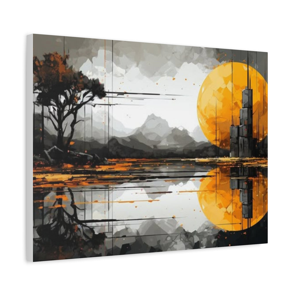 Autumn Lake Moon Matte Canvas Print — Stretched 1.25"