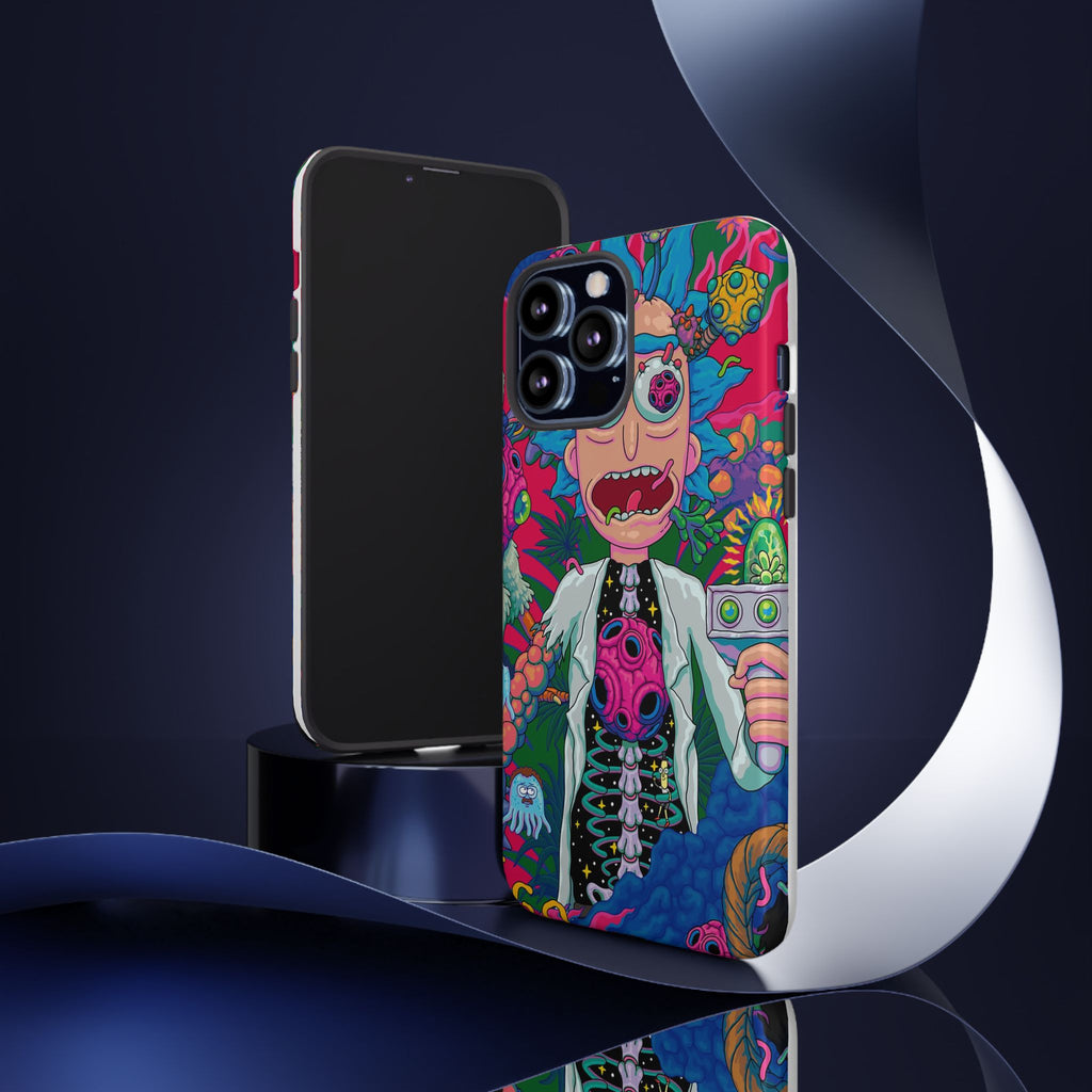 Rick and Morty Psychedelic iPhone Tough Case – Colorful Cartoon Science Design