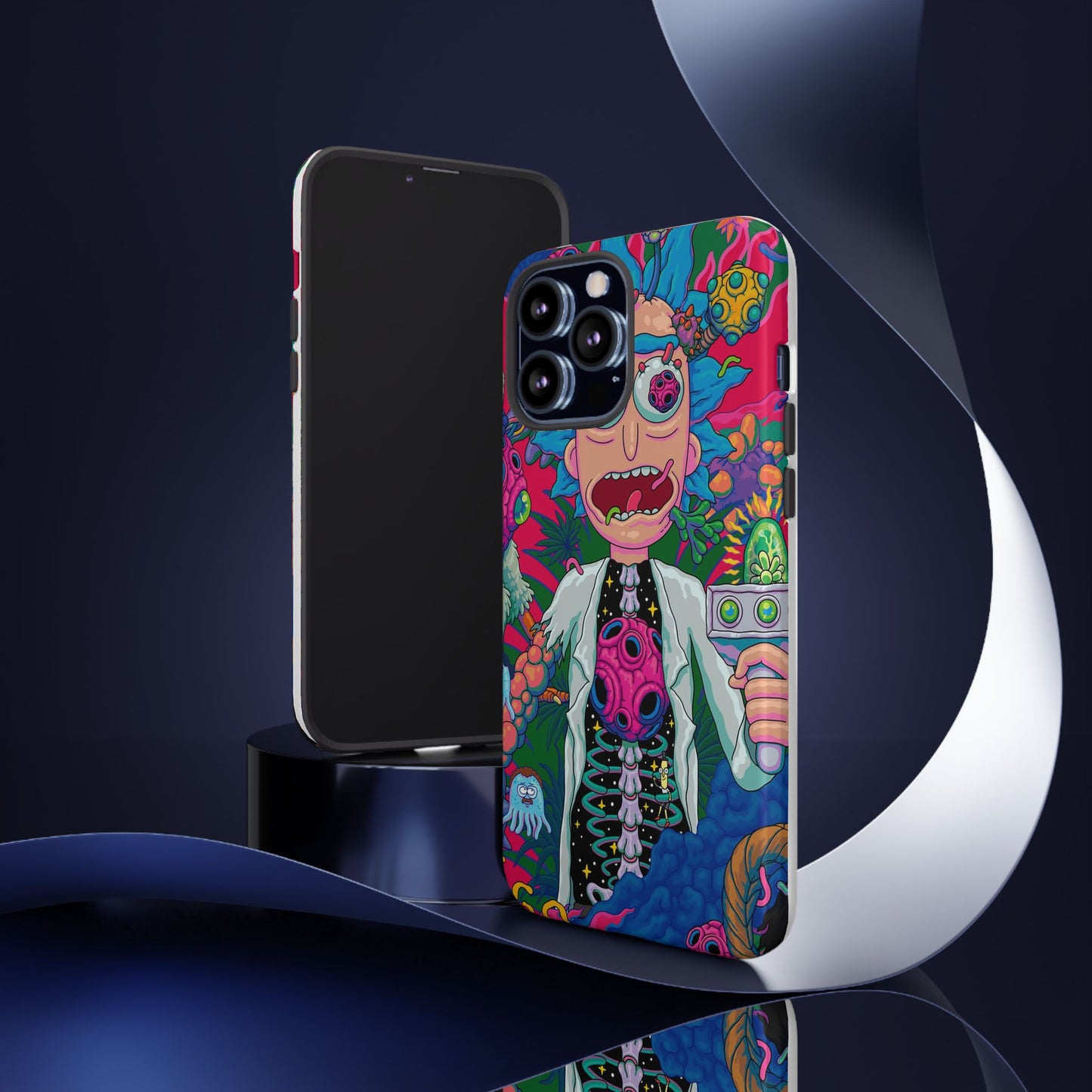 Rick and Morty Psychedelic iPhone Tough Case – Colorful Cartoon Science Design