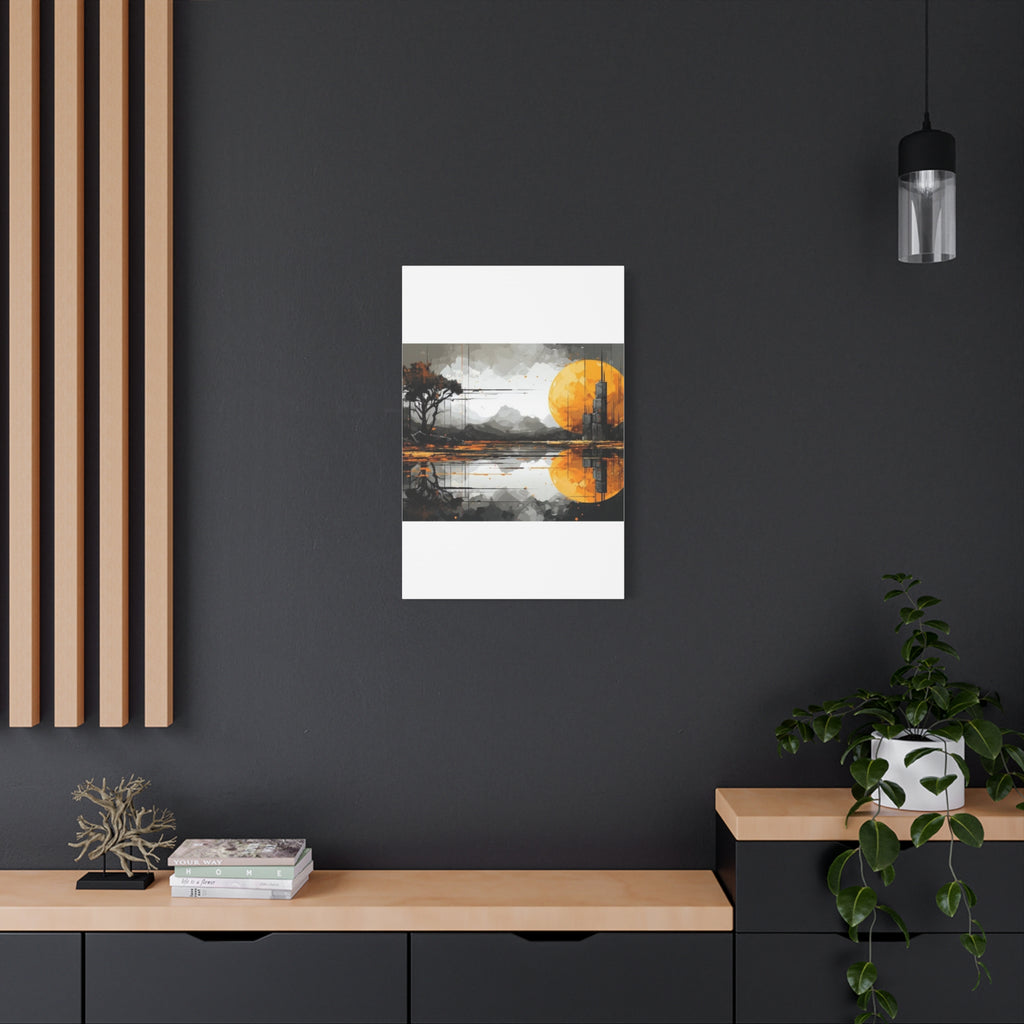 Autumn Lake Moon Matte Canvas Print — Stretched 1.25"