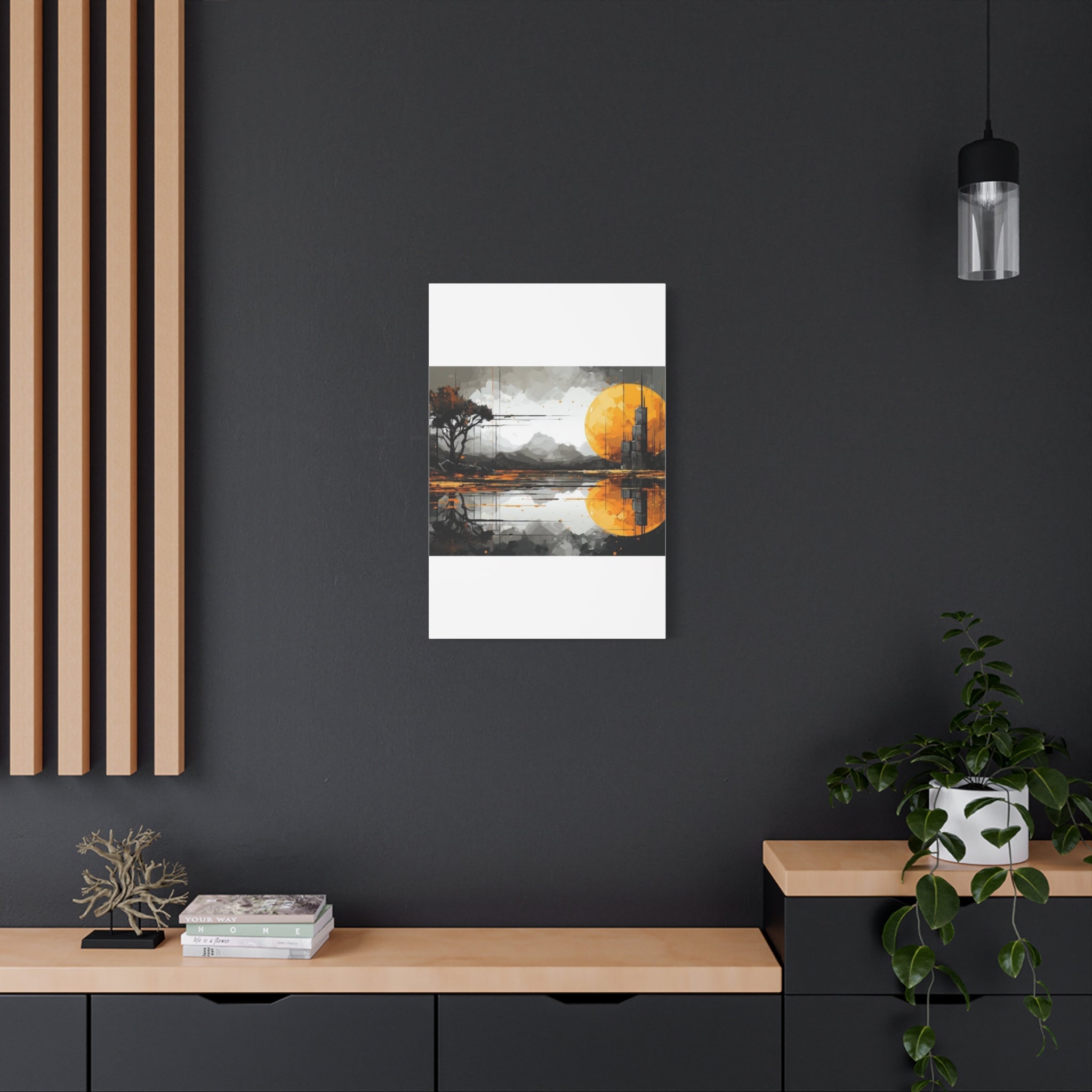 Autumn Lake Moon Matte Canvas Print — Stretched 1.25"