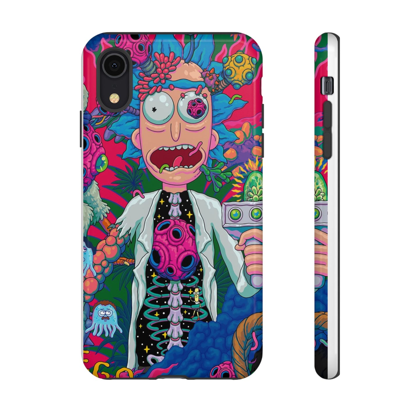 Rick and Morty Psychedelic iPhone Tough Case – Colorful Cartoon Science Design