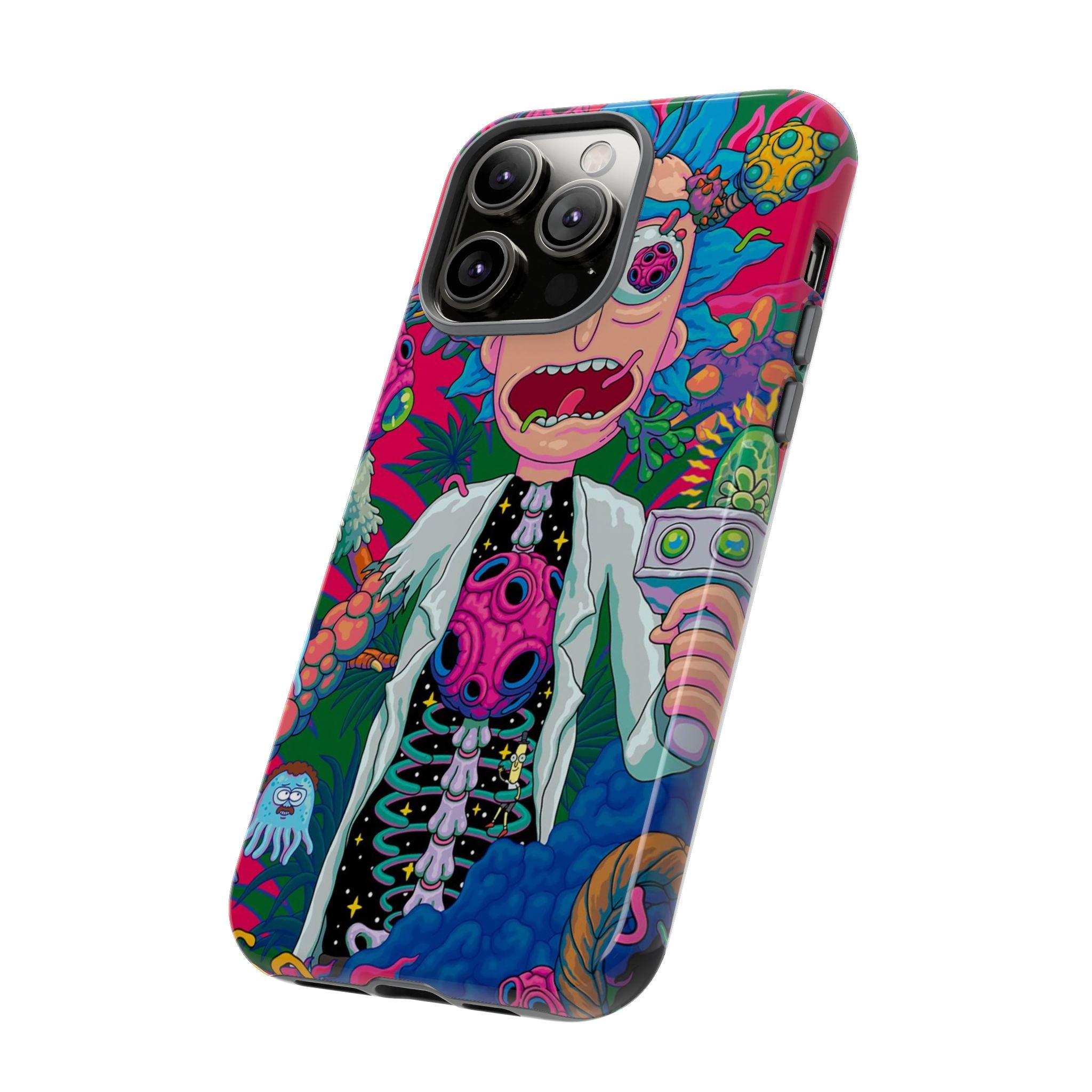Rick and Morty Psychedelic iPhone Tough Case – Colorful Cartoon Science Design