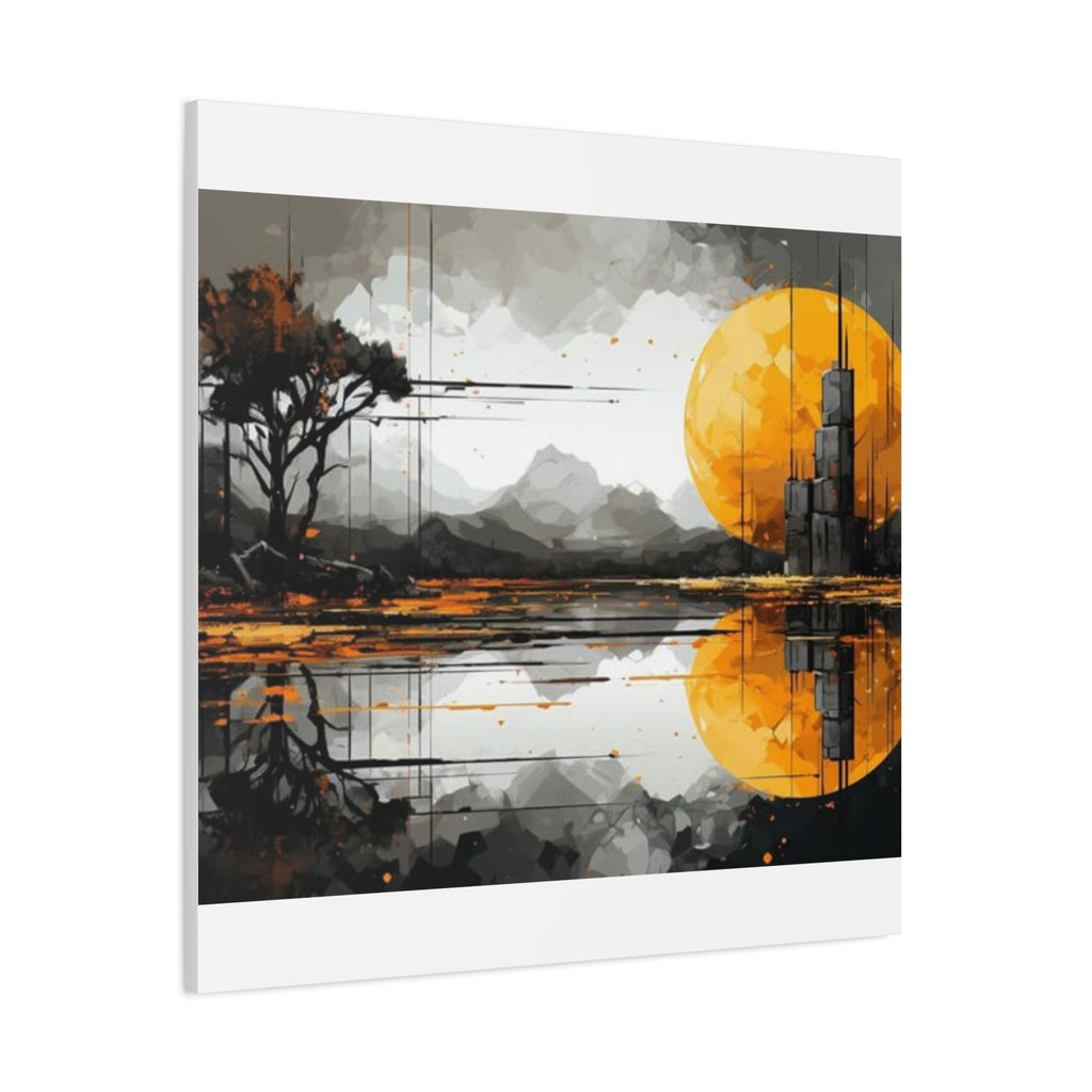 Autumn Lake Moon Matte Canvas Print — Stretched 1.25"