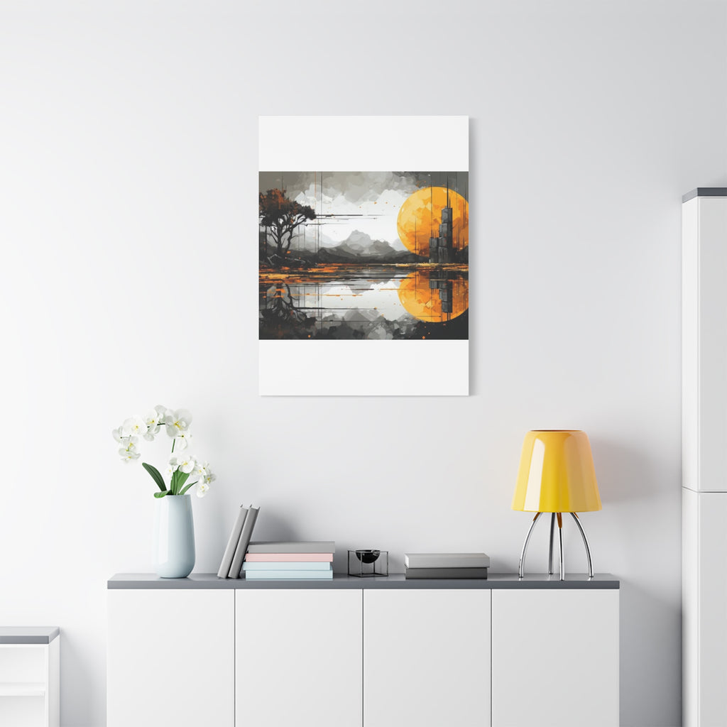 Autumn Lake Moon Matte Canvas Print — Stretched 1.25"