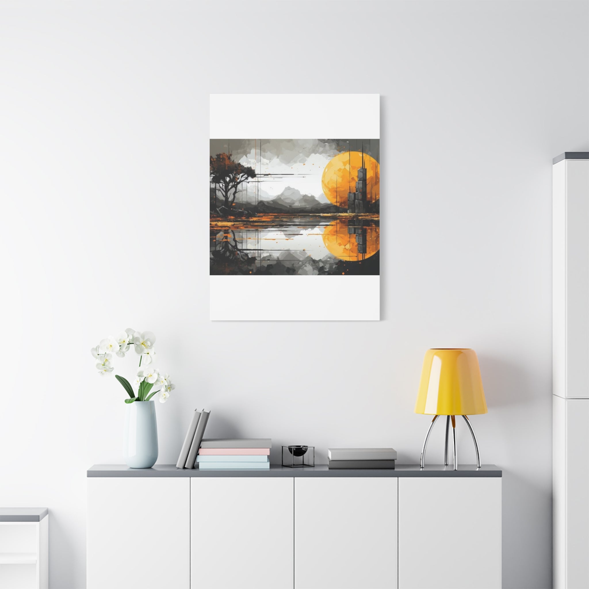 Autumn Lake Moon Matte Canvas Print — Stretched 1.25"