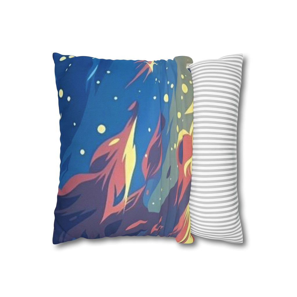 Aurora Flame Decorative Pillowcase — Abstract Night Sky Throw Pillow Cover