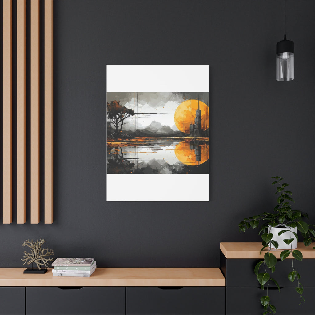 Autumn Lake Moon Matte Canvas Print — Stretched 1.25"