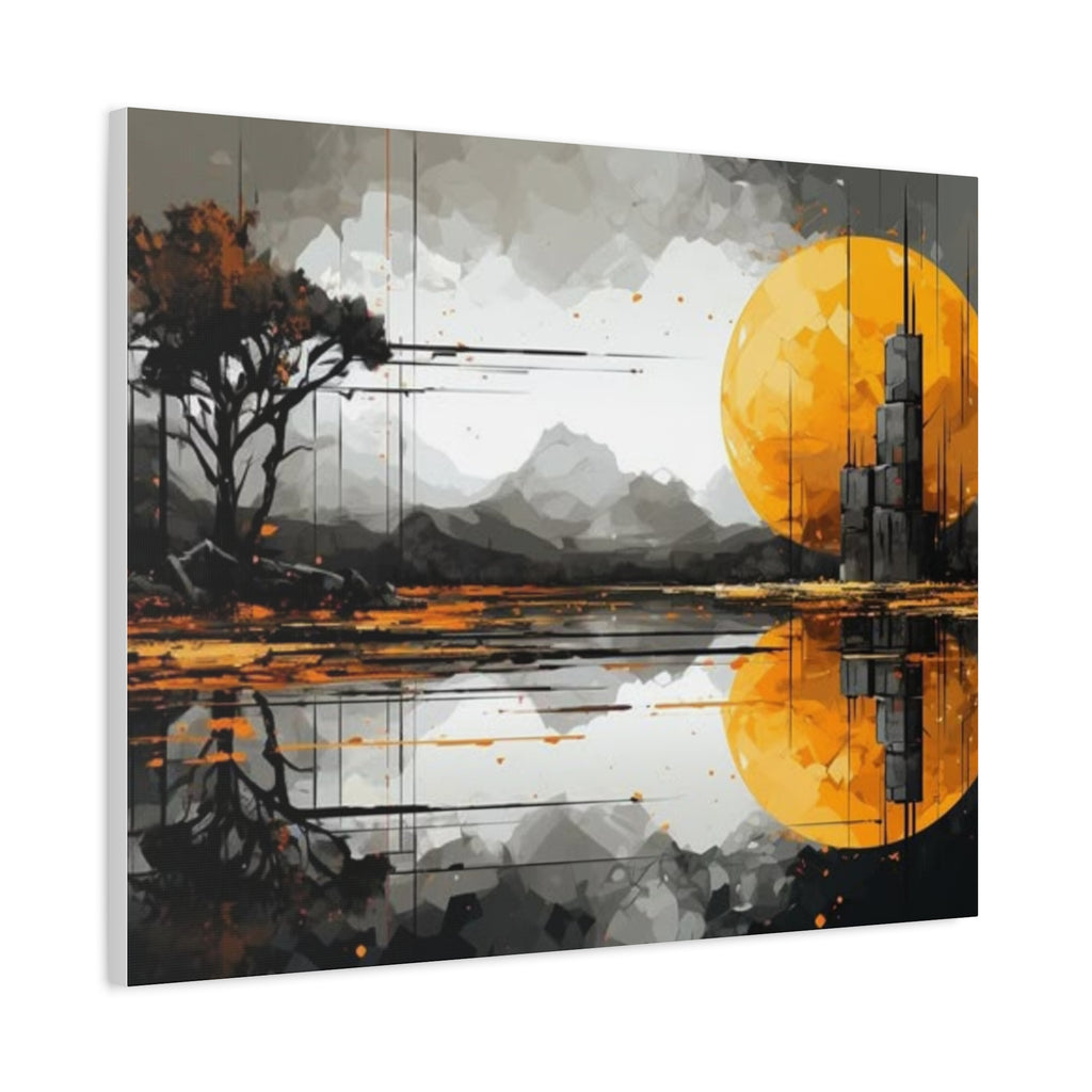Autumn Lake Moon Matte Canvas Print — Stretched 1.25"