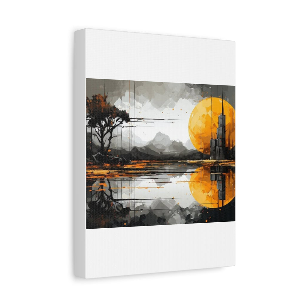 Autumn Lake Moon Matte Canvas Print — Stretched 1.25"