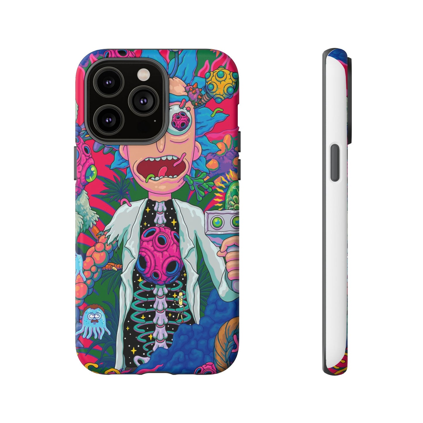 Rick and Morty Psychedelic iPhone Tough Case – Colorful Cartoon Science Design