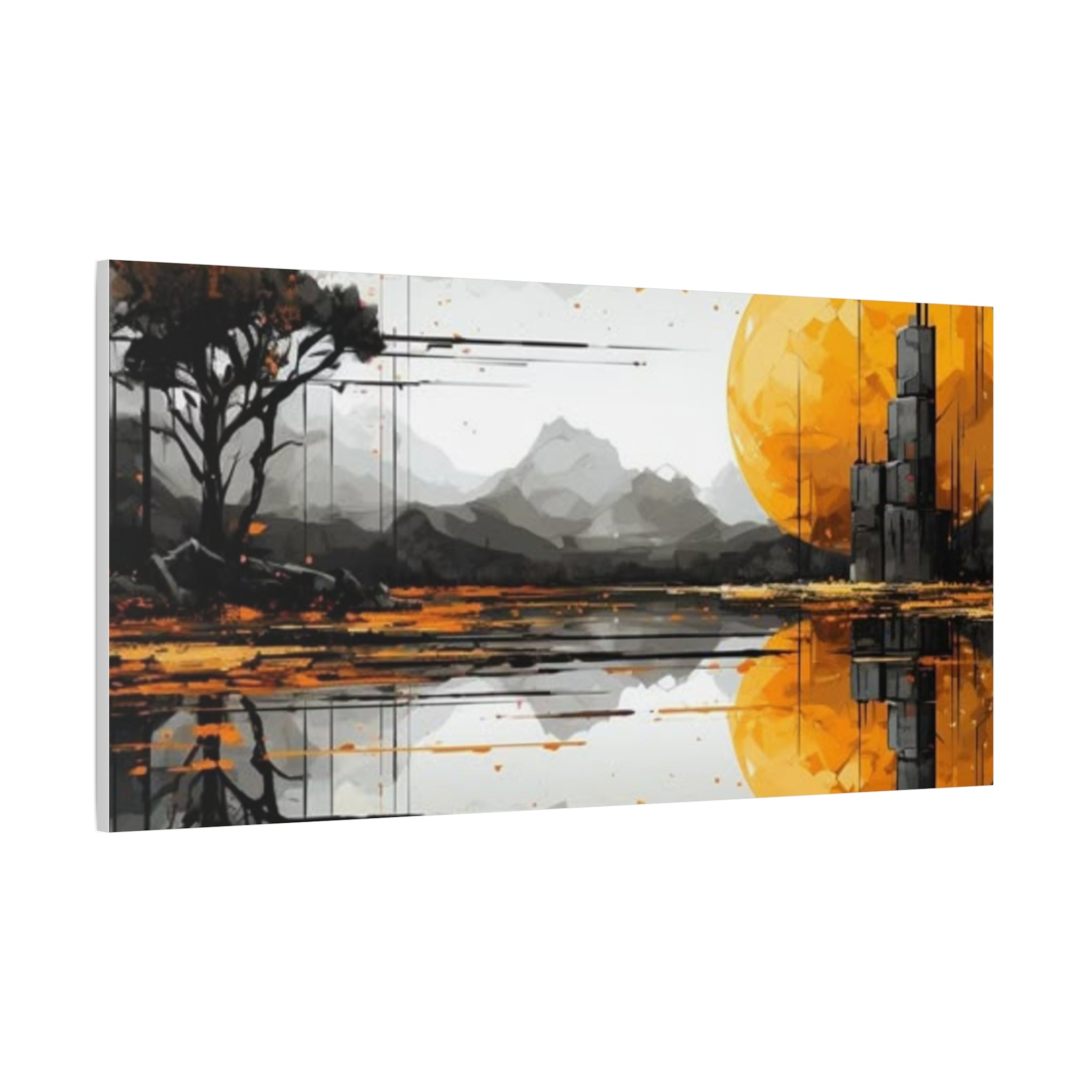 Autumn Lake Moon Matte Canvas Print — Stretched 1.25"