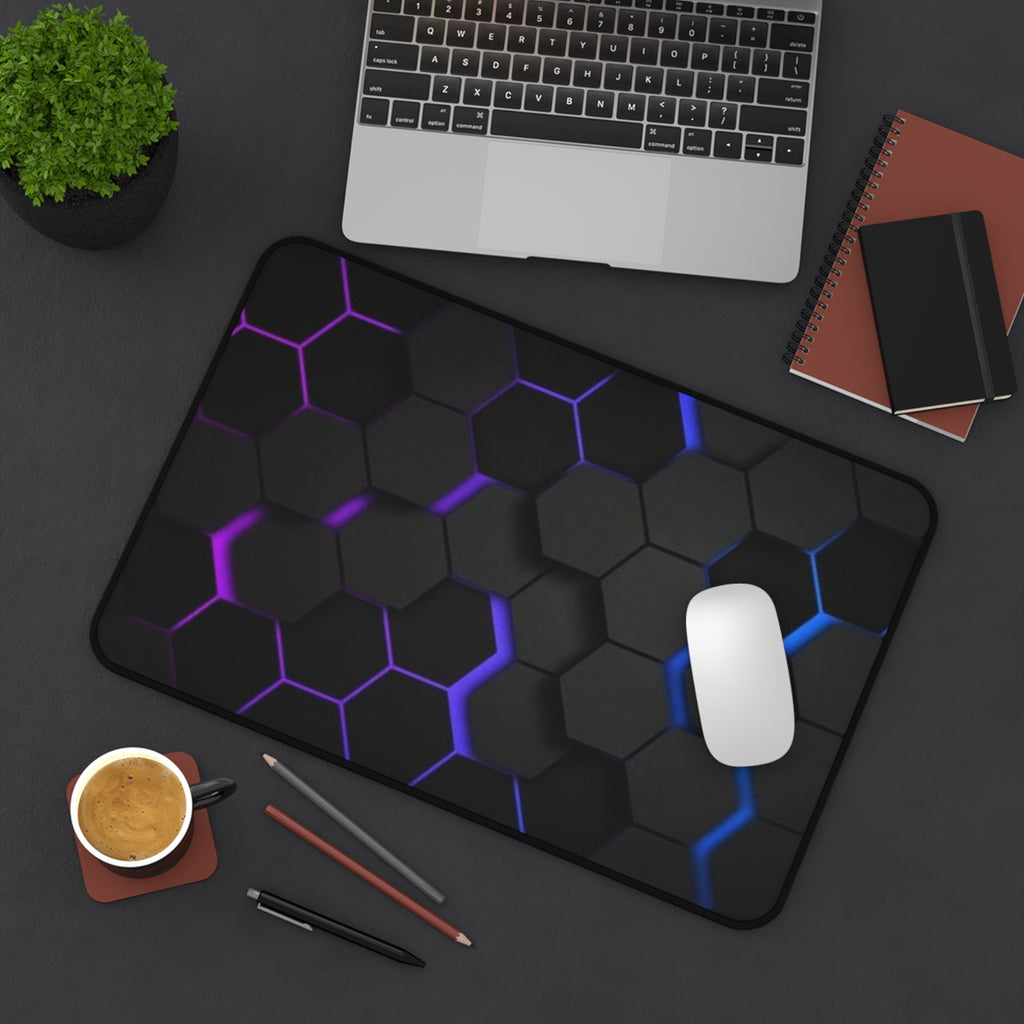 Hexagon Glow Desk Mat — RGB Black Gaming Deskpad
