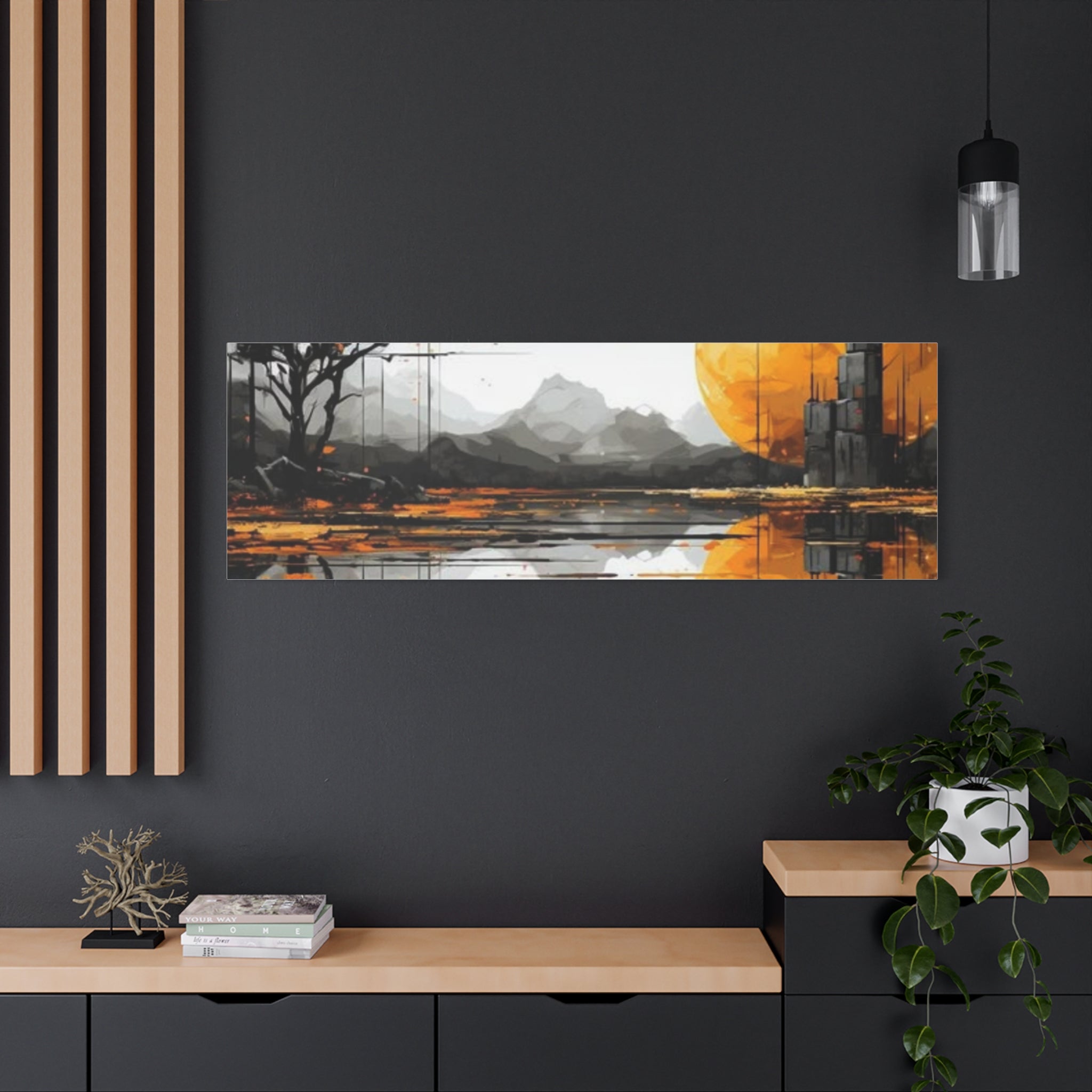 Autumn Lake Moon Matte Canvas Print — Stretched 1.25"
